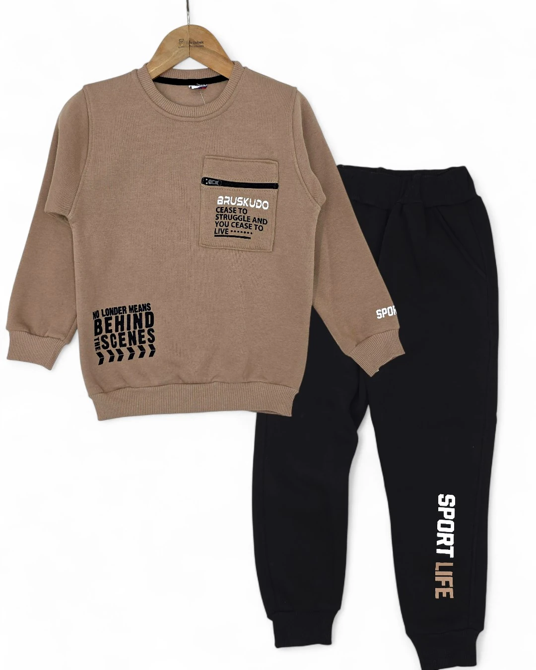 Erkek Çocuk Kışlık 6-7-8-9-10 Yaş 3 İp Şardonlu Eşofman Takımı / Sweatsihrt ve Eşofman Altı OT102