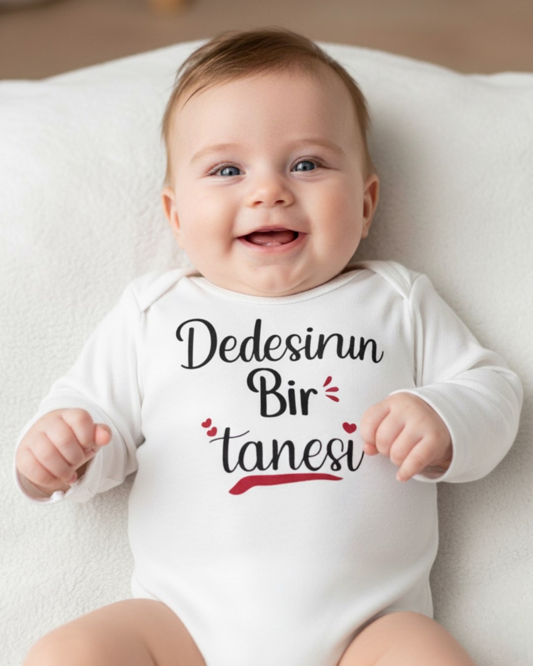 ".... Bir Tanesi" Baskılı Uzun Kollu, %100 Pamuklu Bebek Çıtçıtlı Body / Zıbın / Atlet R2271 - DEDEM