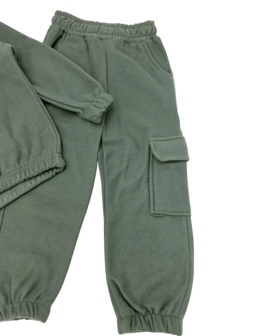 Kız Çocuk 2-3-4-5-6 Yaş Kargo Cepli Polar Eşofman Takımı / Kışlık Polar Takım R2288