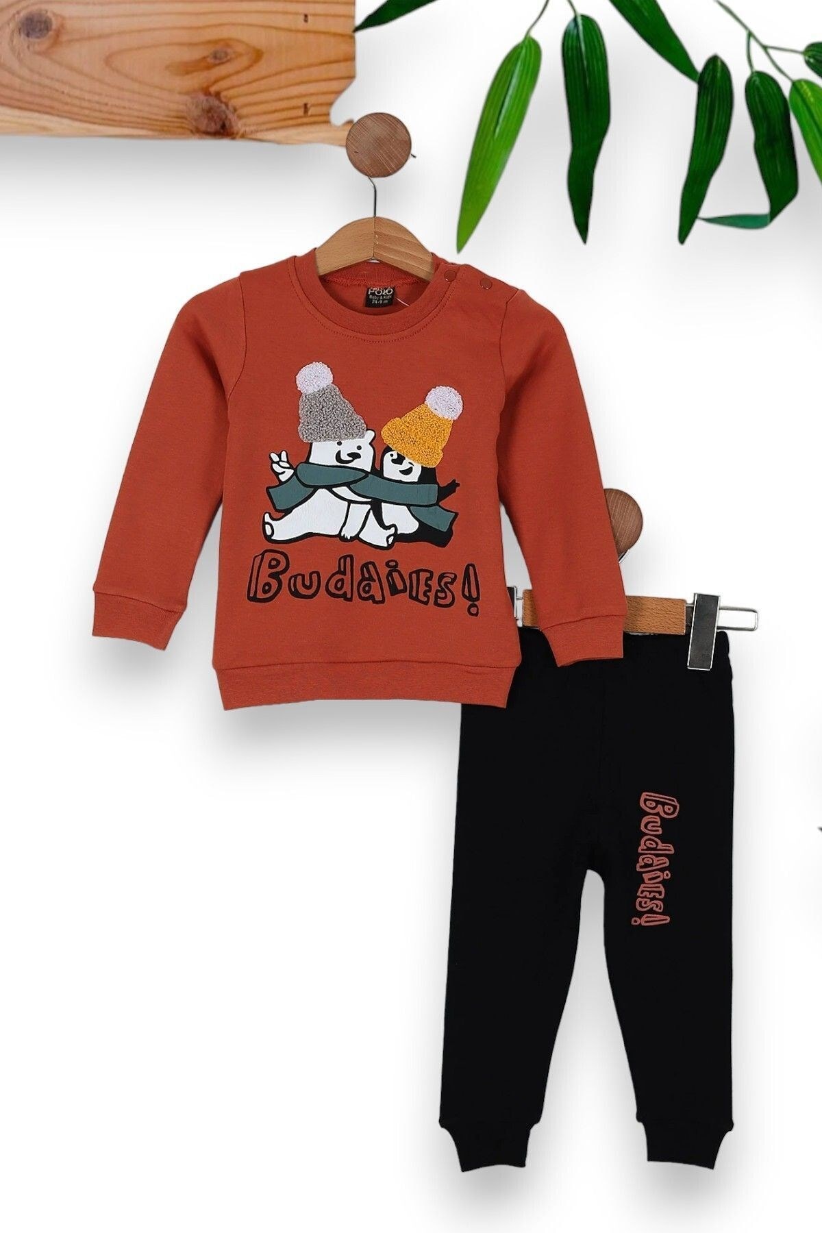 Erkek Bebek Mevsimlik Bisiklet Yaka Uzun Kollu Erkek Bebek Takımı 6-24 Ay R962