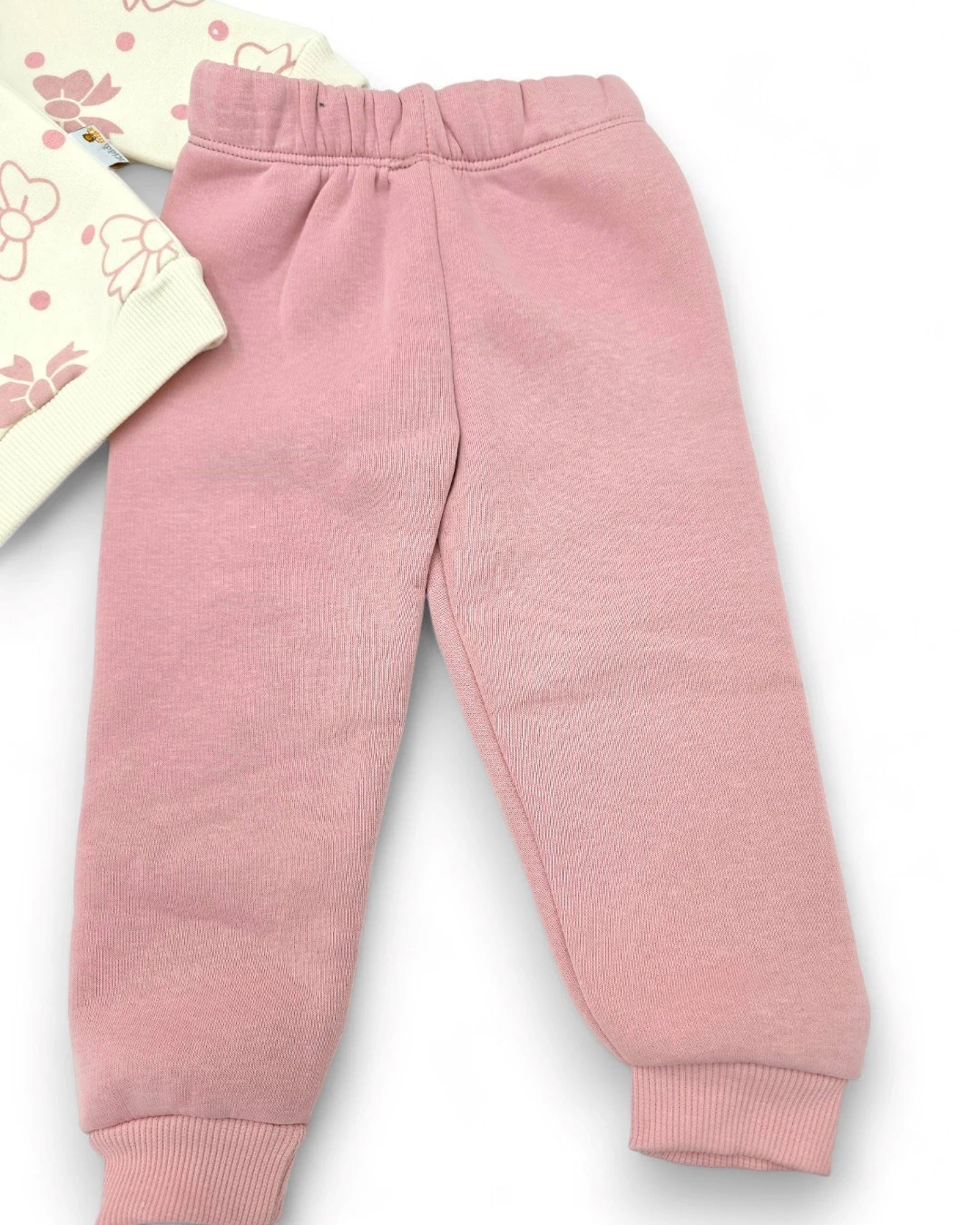 Kız Bebek Fiyon Baskılı Kışlık 3 İp Şardonlu Fırfırlı 6-9-12-18-24 Ay Alt Üst Şık Takım R2310