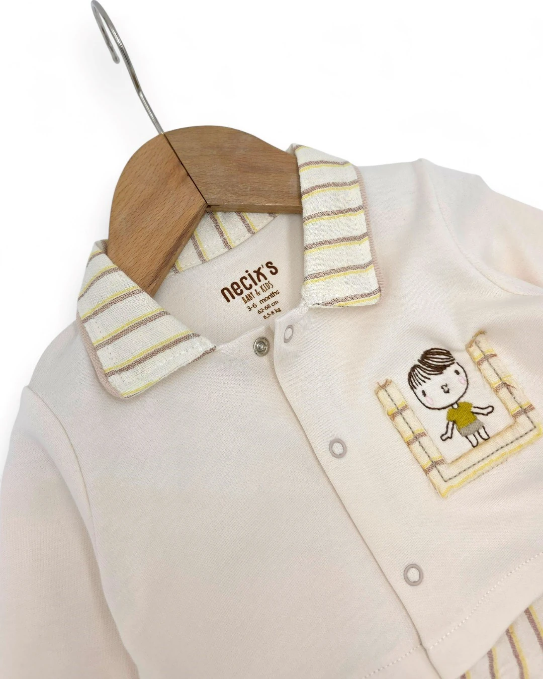 Erkek Bebek Yeni Doğan Bebek Tulumu, 0-3-6 Aylık Süveter Görünümlü Şık Yakalı Bebek Tulum R2374