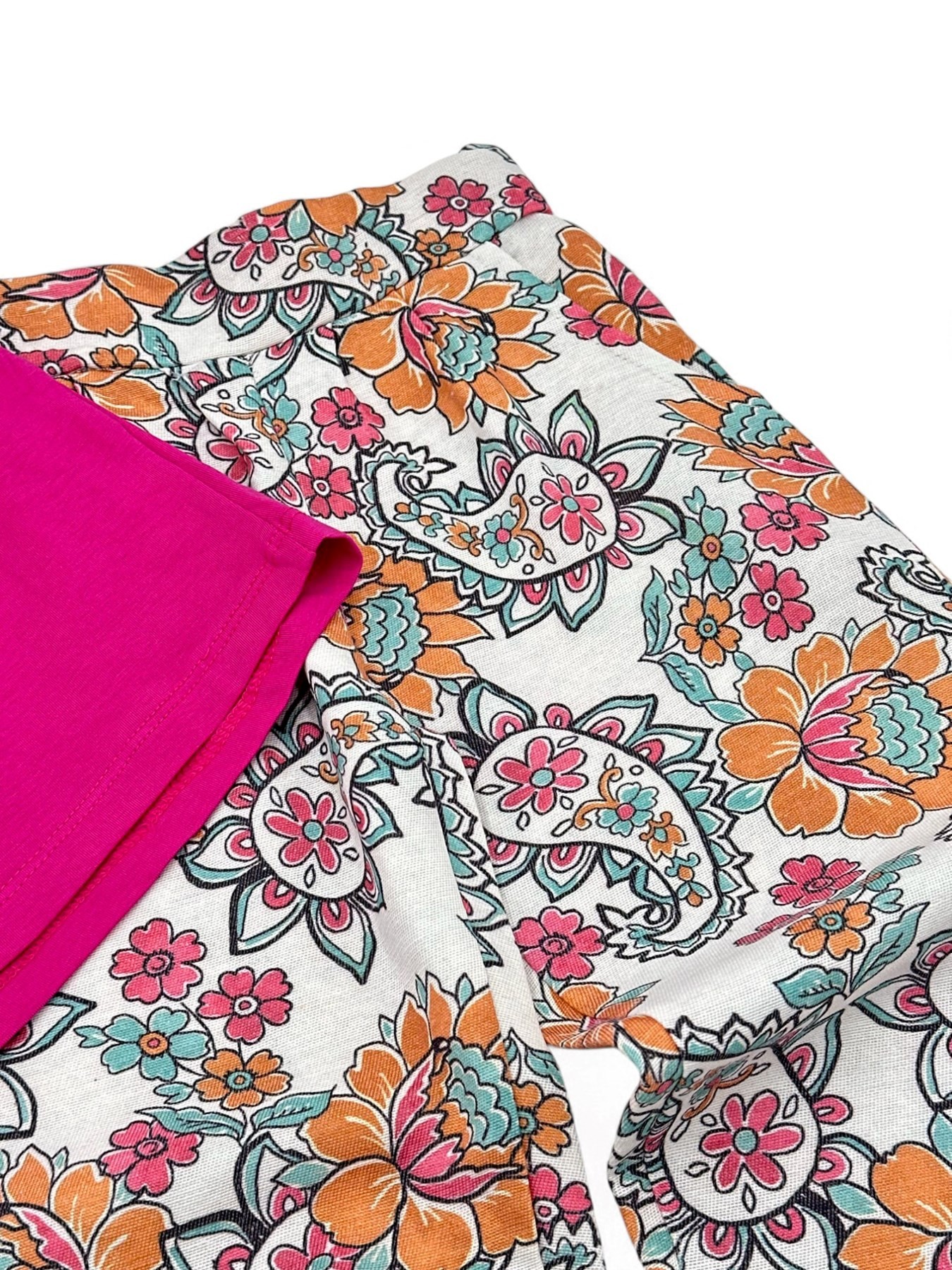 KIZ ÇOCUK ETNİK DESEN KETEN PANTALONLU YAZLIK 2-3-4-5-6 YAŞ ALT ÜST TAKIM R1713
