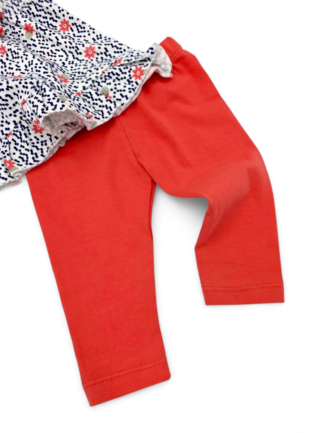 KIZ BEBEK YAKA DETAYLI ÇİÇEK BASKILI TAYTLI 3-6-9-12-18 AY KIZ BEBEK TAKIMI R1951