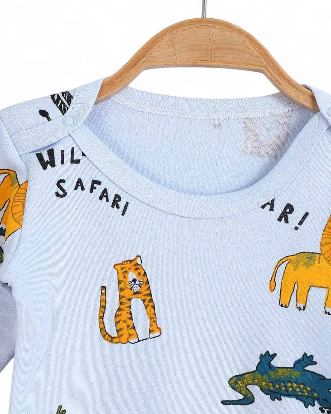 Erkek Bebek Uzun Kollu Safari Baskılı Bebek Çıtçıtlı Body, Zıbın, Atlet 0-3 Yaş BD9