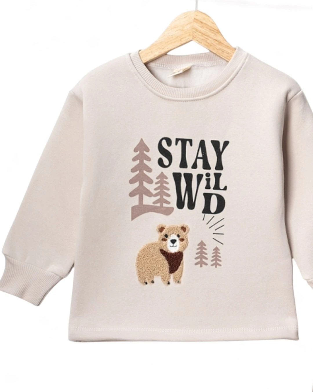 Erkek Çocuk Kışlık 3 İp Şardonlu, Ayıcık Nakışlı, 1-2-3-4 Yaş Alt Üst Bebek Eşofman Takımı R2342