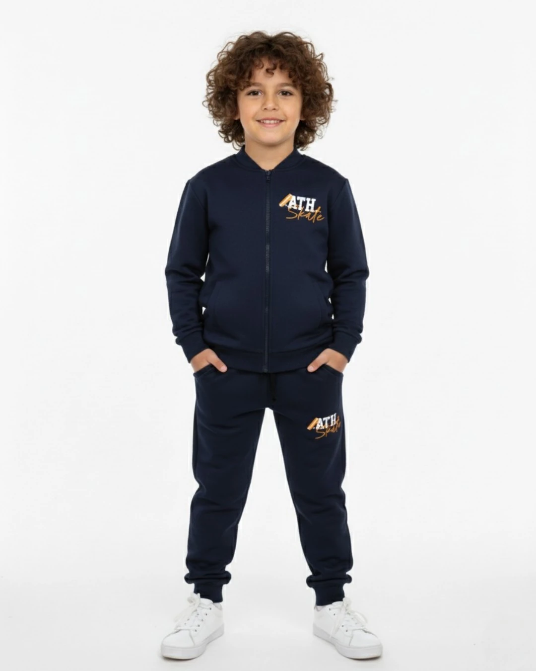 Erkek Çocuk 8-9-10-11-12 YaşBomber Yakalı Fermuarlı Ceketli, Eşofmant Altlı Okul Eşofman Takımı R2174