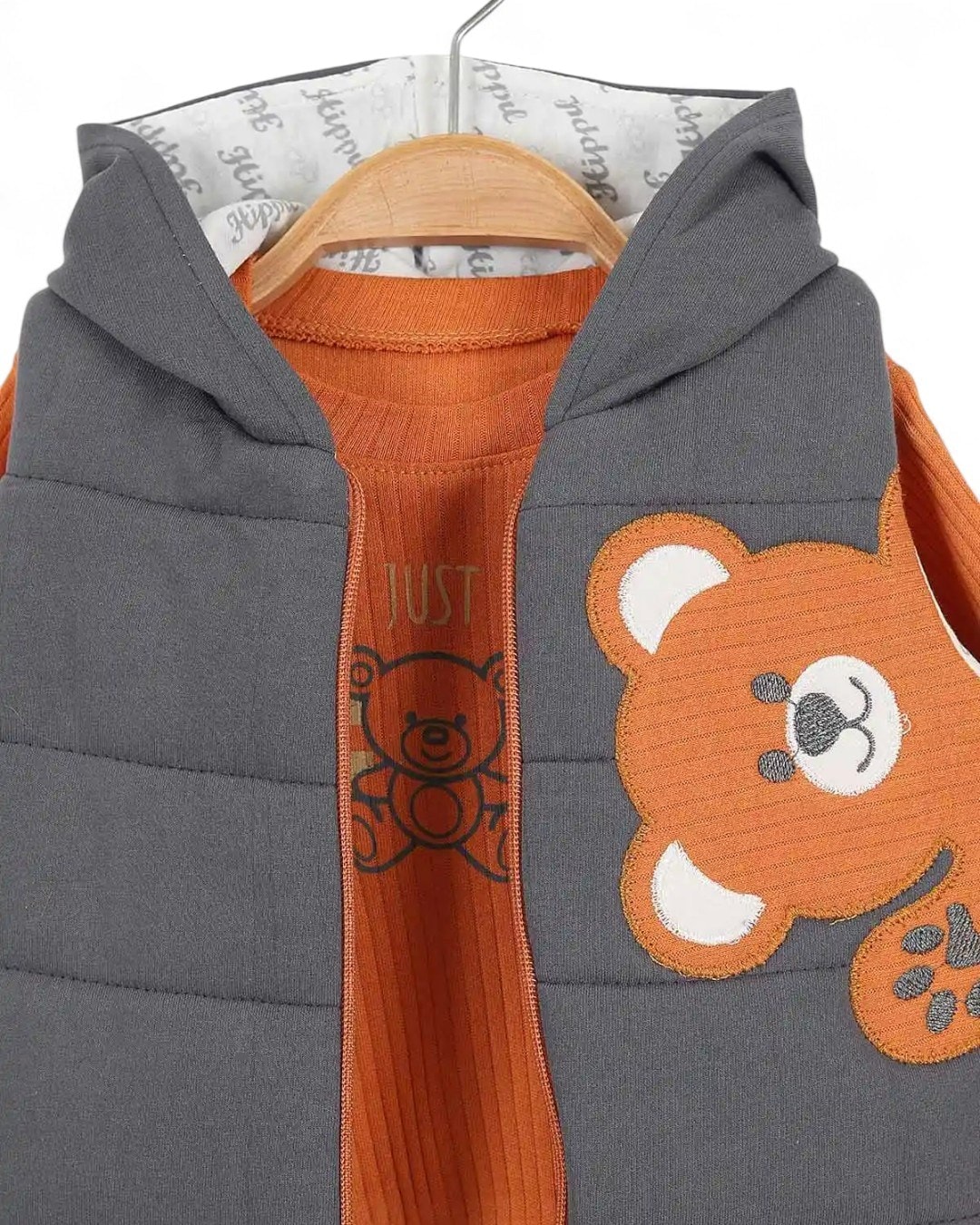 Erkek Bebek Şişme Yelekli 3 Parça Şık Alt Üst Takım / 6-9-12-18 Ay Mevsimlik 3'lü Cool Takım R2305