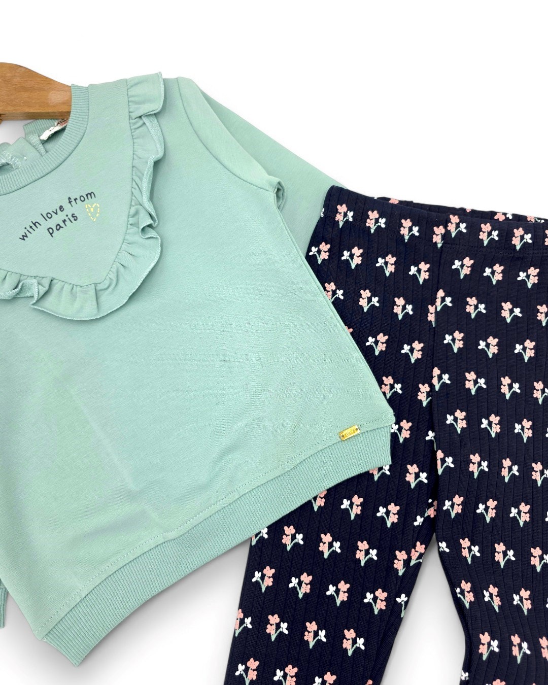 Kız Bebek 6-9-12-18-24 Aylık Taytlı, Fırfır Detaylı Alt Üst Şık Takım R2322