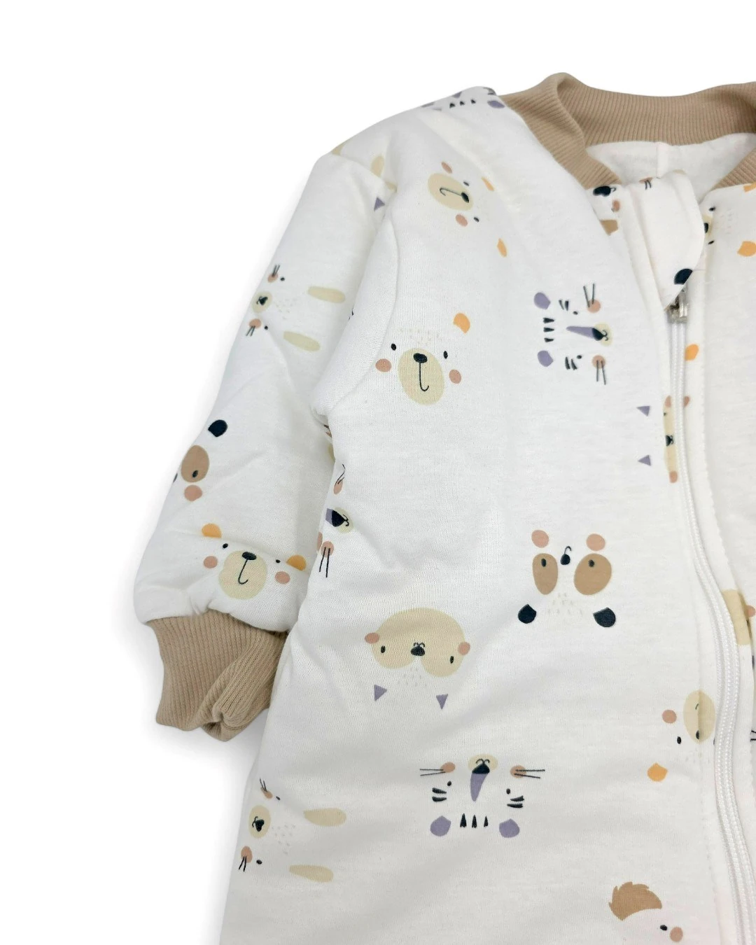 1-6 Yaş Ayıcık Desenli Fermuarlı Çocuk Uyku Tulumu, 2,5 TOG Elyaf Dolgulu R2268
