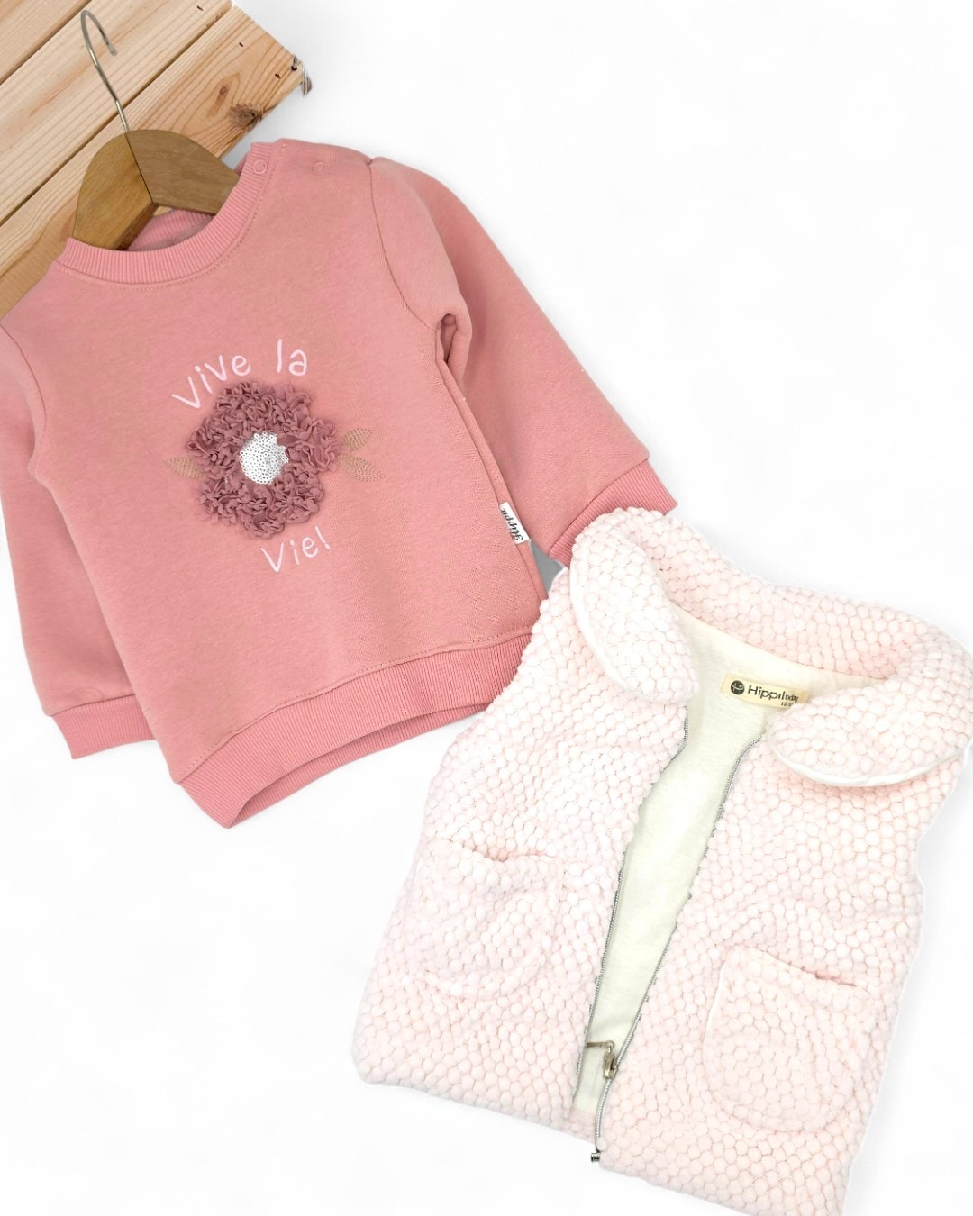 Kız Bebek Kışlık 3 İp Şardonlu Kalın Yelekli 6-9-12-18 Aylık 3 Parça Alt Üst Takım R2315