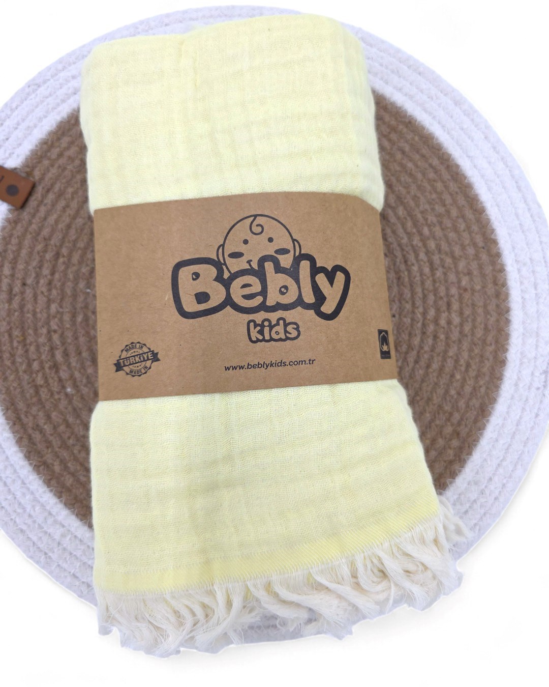 Çift Katlı 110x90 Cm Saçaklı Düz Renk Lüx Müslin Battaniye BB7 - SARI