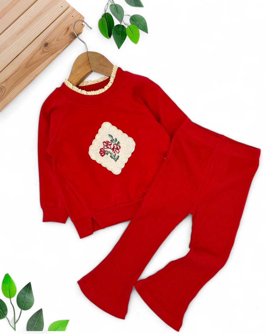 Kız Bebek Kaneviçe Nakış Detaylı Taytlı 6-9-12-18-24 Ay Şık Kız Bebek Takımı R2109