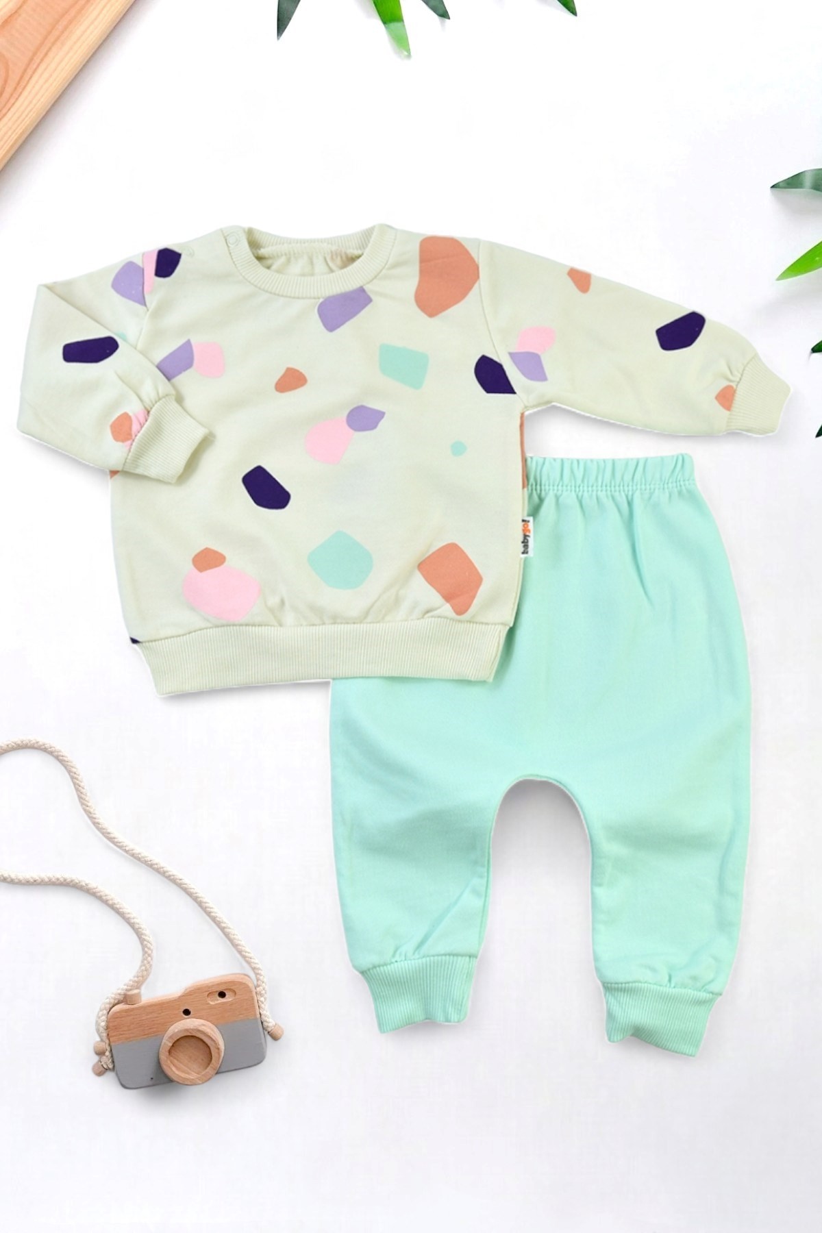 KIZ BEBEK BASKLI MEVSİMLİK ALT ÜST TAKIM  R1061
