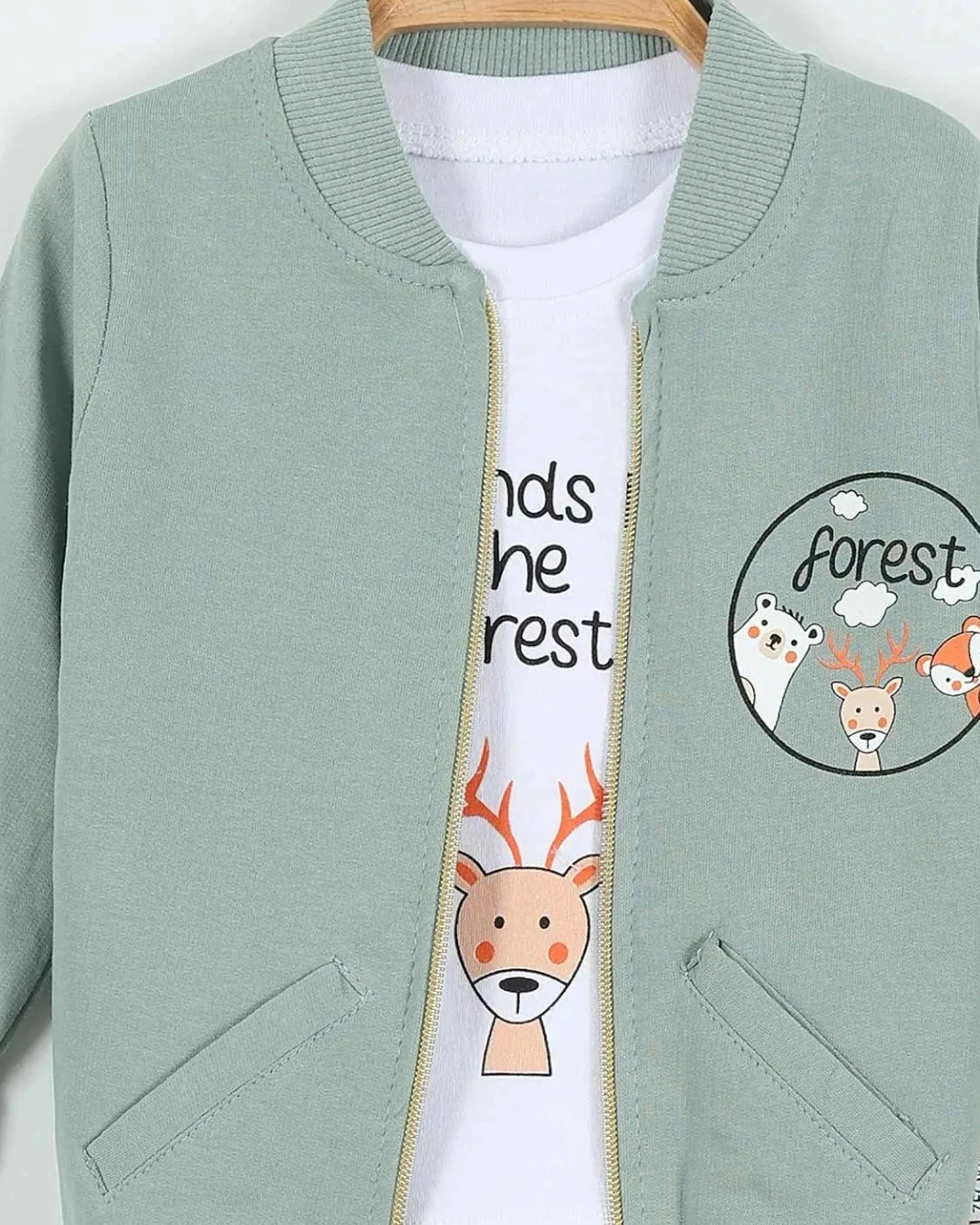 Erkek Bebek Mevsimlik 3-6-9-12-18 Aylık Hırkalı 3 Parça Alt Üst Takım R2229