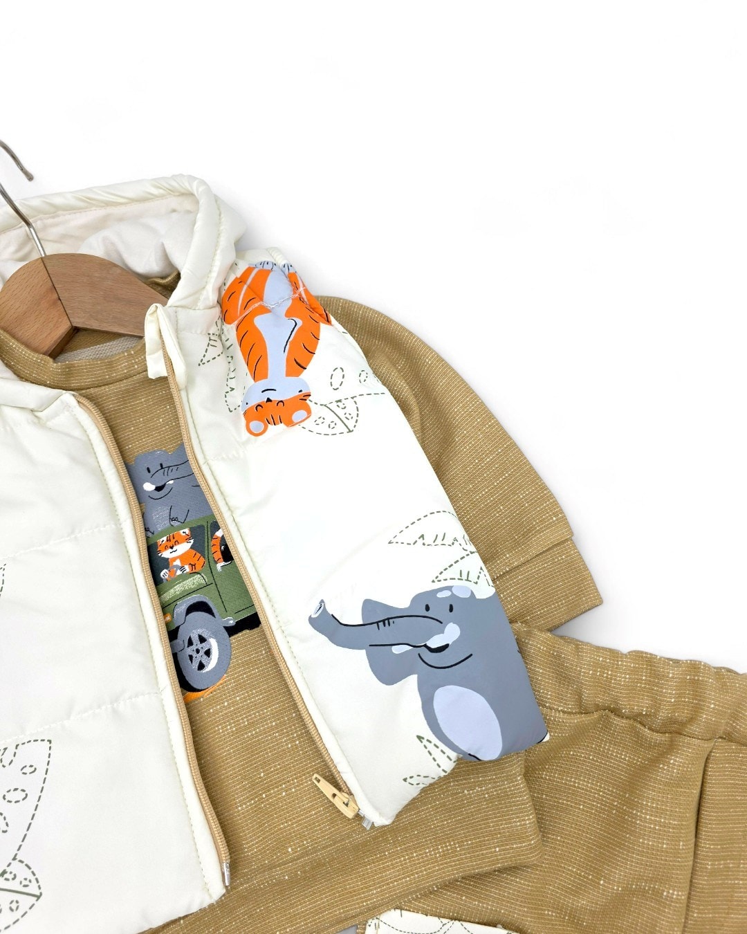 Erkek Bebek Mevsimlik Şişme Yelekli 6-9-12-18 Aylık 3'lü Bebek Takımı R2314