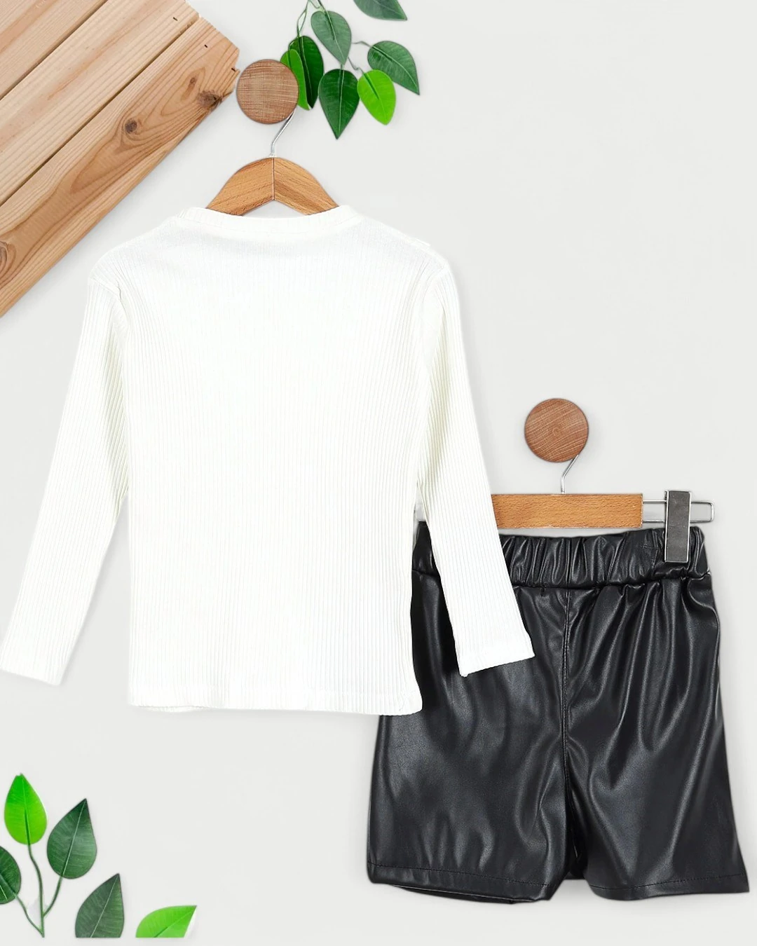 DAR KALIP ! KIZ ÇOCUK DERİ ŞORT ETEKLİ MEVSİMLİK BADİLİ 2'Lİ ŞIK TAKIM 4-11 YAŞ BAYRAMLIK R1591