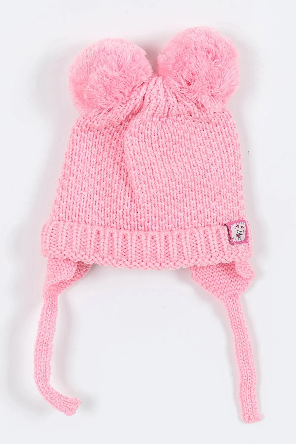 Kız Bebek 0-18 Aylık İçi Polarlı Triko Bere / 0-18 Ay için Uygundur. BR23 - PEMBE