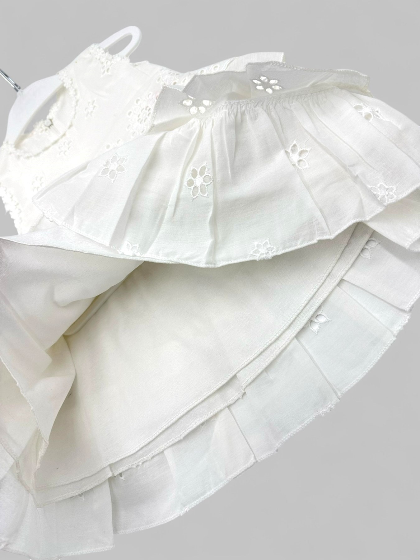 KIZ BEBEK FİSTO DETAYLI ASTARLI YAZLIK BEYAZ ELBİSE R1845