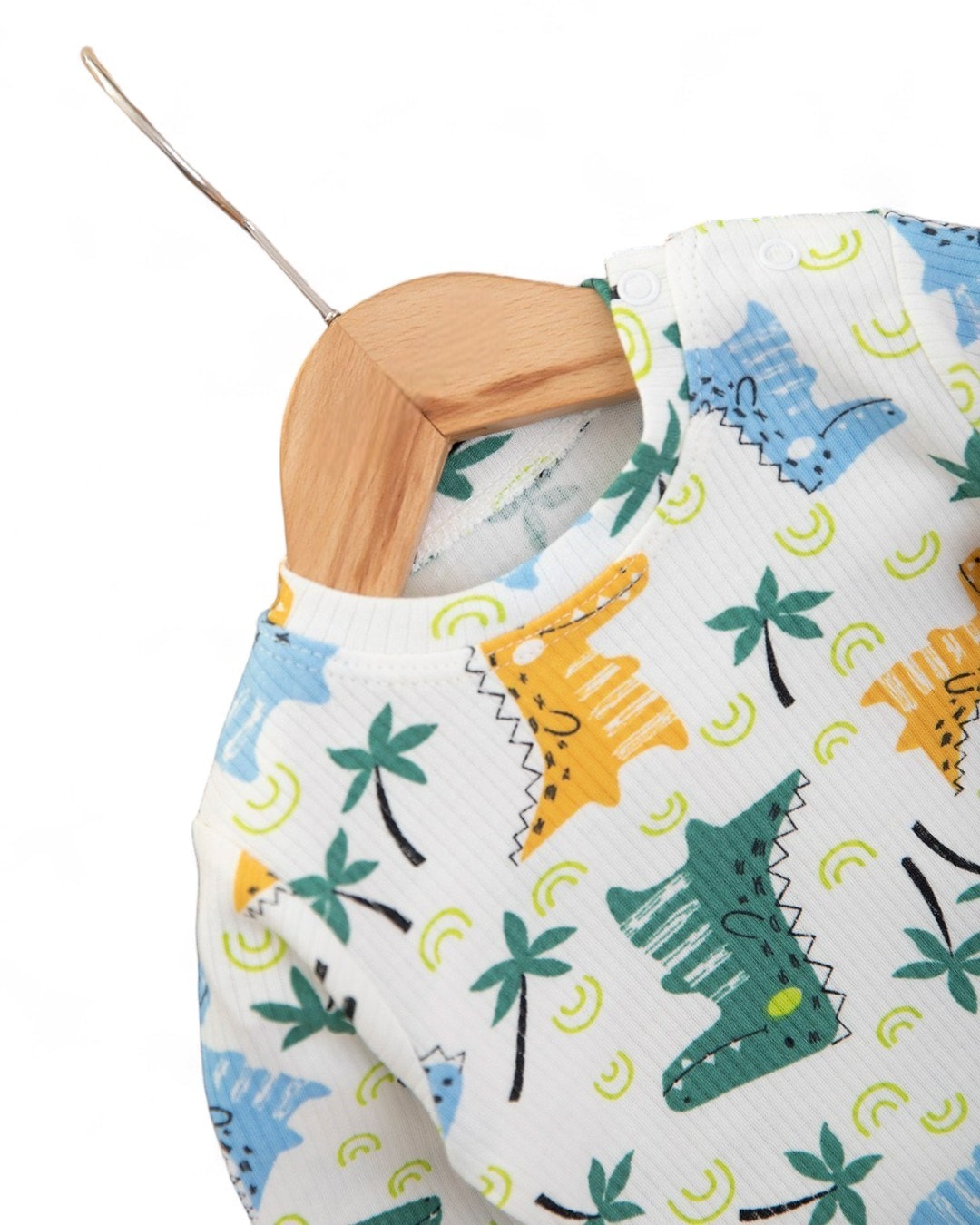 Erkek Bebek Dinazor Baskılı Fitilli Şirin Bahçıvan Salopet Tulum Ve İç Badili Takım R1107