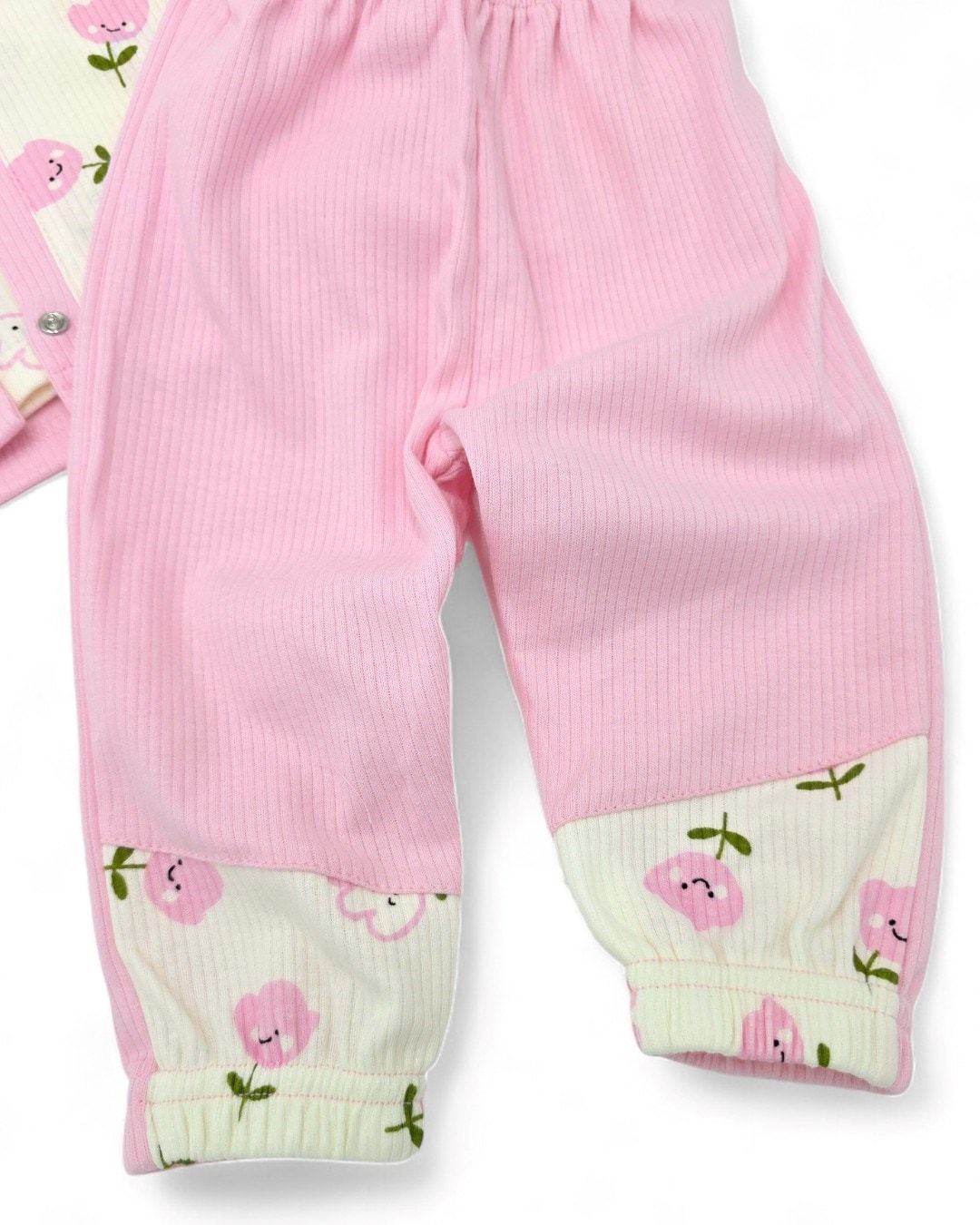 Kız Bebek Fitilli LaLe Baskılı Yelekli 3 Parça Şirin 6-12 Ay Bebek Takımı R2175