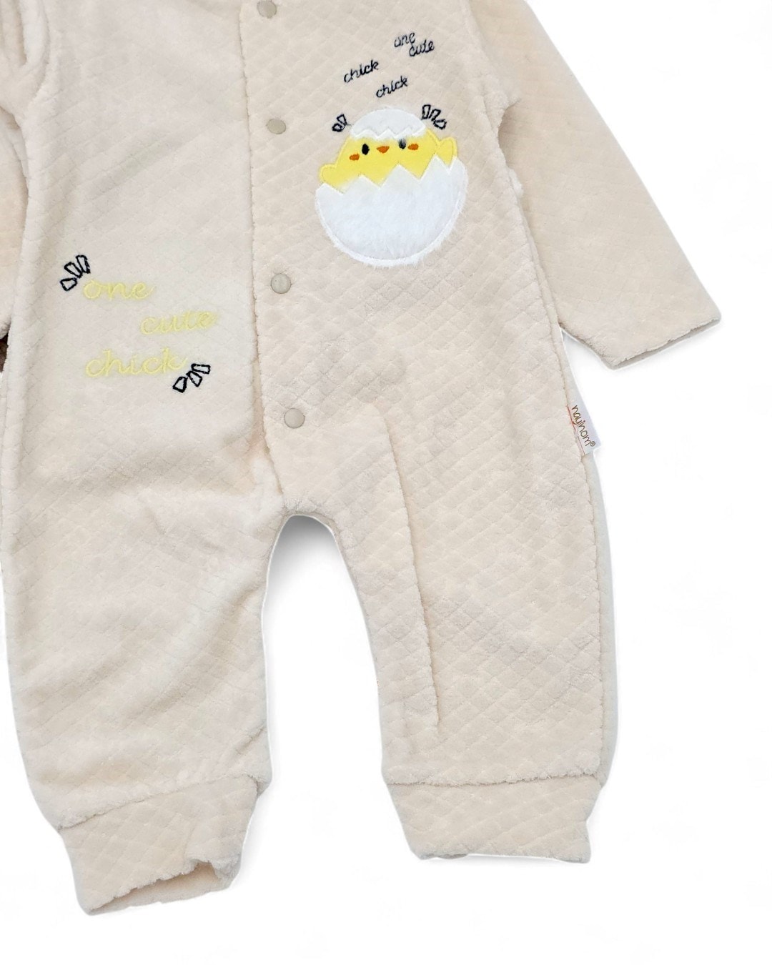 Bebek Kışlık Civciv Desenli %100 Pamuklu 0-1-3-6 Ay Kadife Çıtçıtlı Tulum R2162