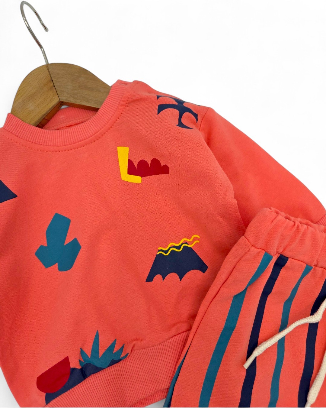 Erkek Bebek Mevsimlil Baskılı Sweatshirt, Çizgili Altlı 6-9-12-18-24 Ay 2'li Alt Üst Takım R2103
