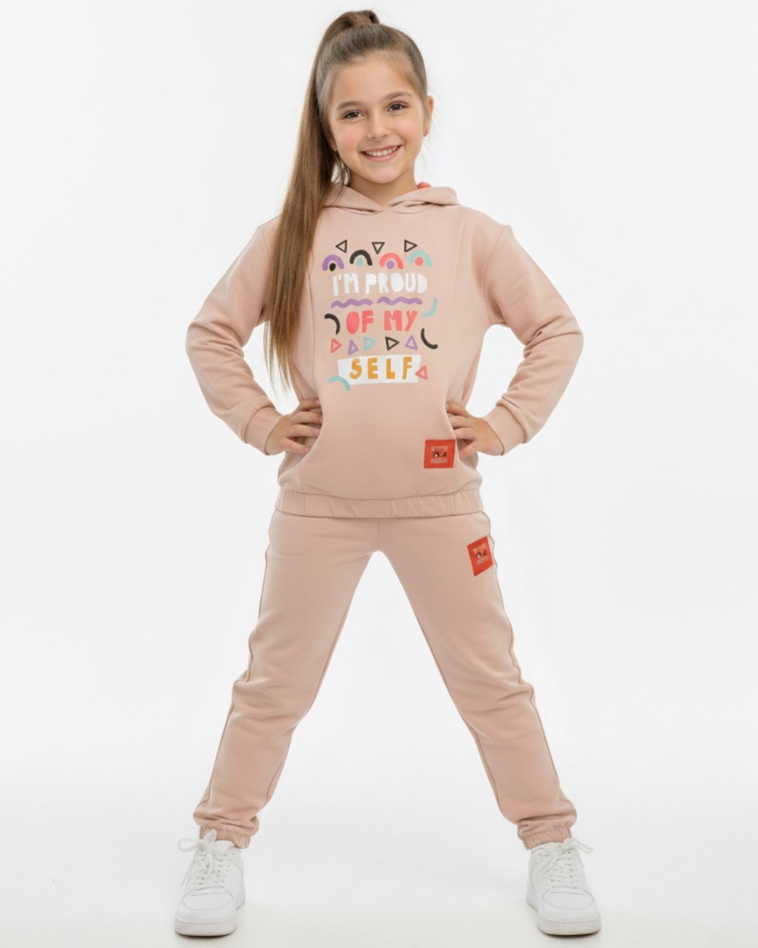 Kız Çocuk 6-7-8-9-10 Yaş Kapüşonşu Mevsimlik Spor Eşofman Takımı / Alt Üst Takım R2326 - PEMBE