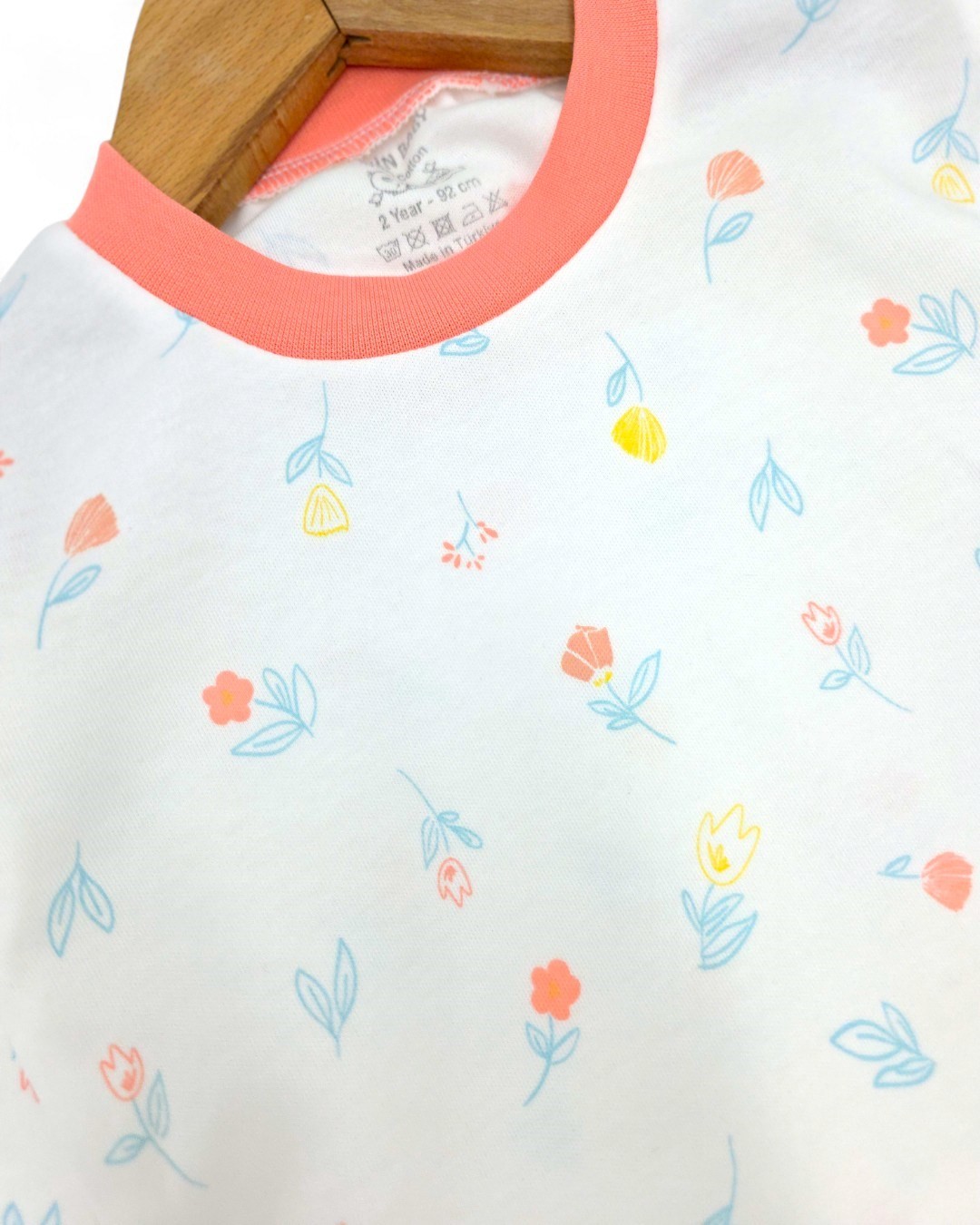 Kız Bebek Mevsimlik Çiçek Baskılı 3-24 Ay Gecelik Pijama Takımı ,%100 Pamuk R2180