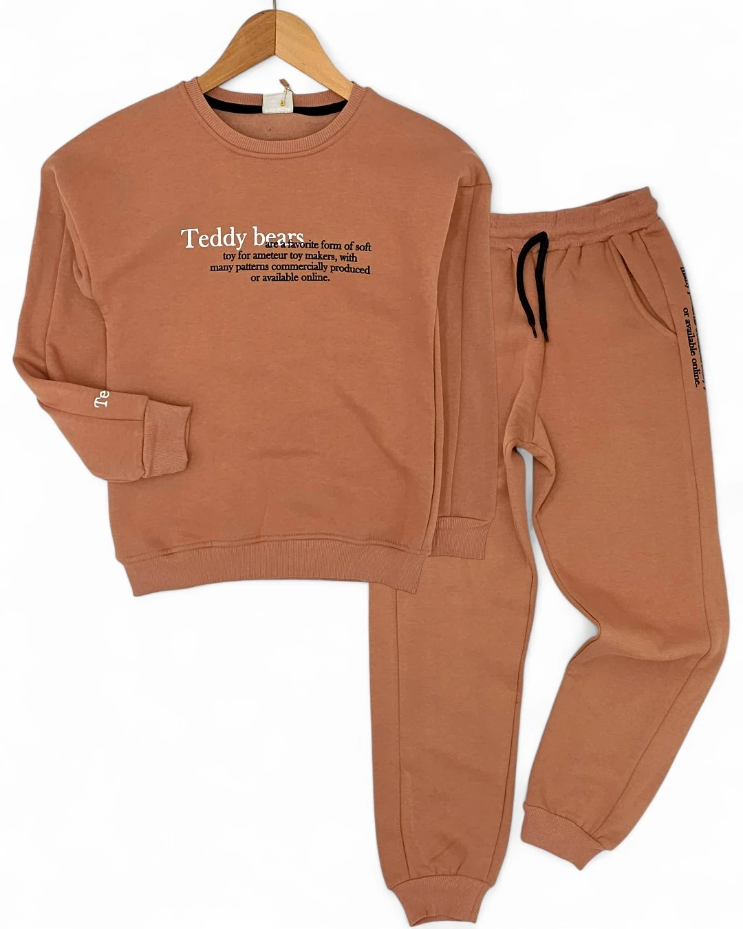 Kız Çocuk Baskılı Kışlık 3 İp Şardonlu 10-11-12-13-14 Yaş Alt Üst Eşofman Takımı R2295