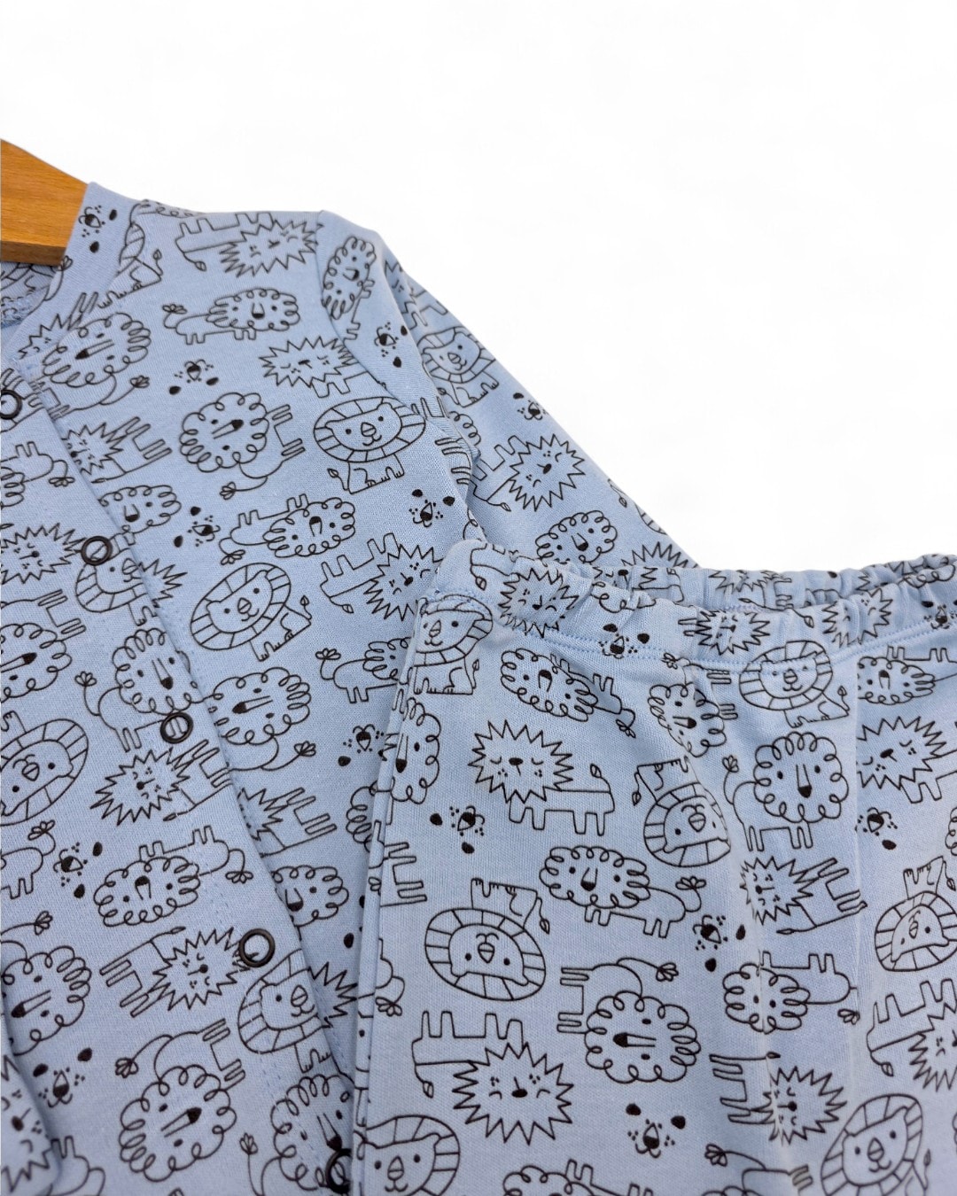 Erkek Bebek Yeni Doğan 3-6-9-12 Ay Çıtçıtlı %100 Pamuklu Gecelik Pijama Takımı R1053