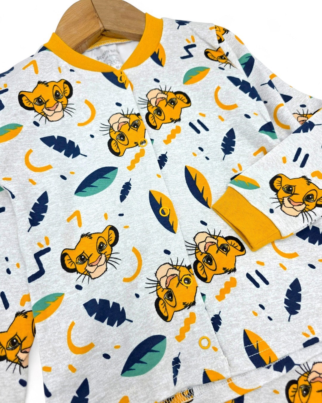 Erkek Bebek Aslan Kral Baskılı Mevsimlik %100 Pamuklu Çıtçıtlı Gecelik Pijama Takımı R2252