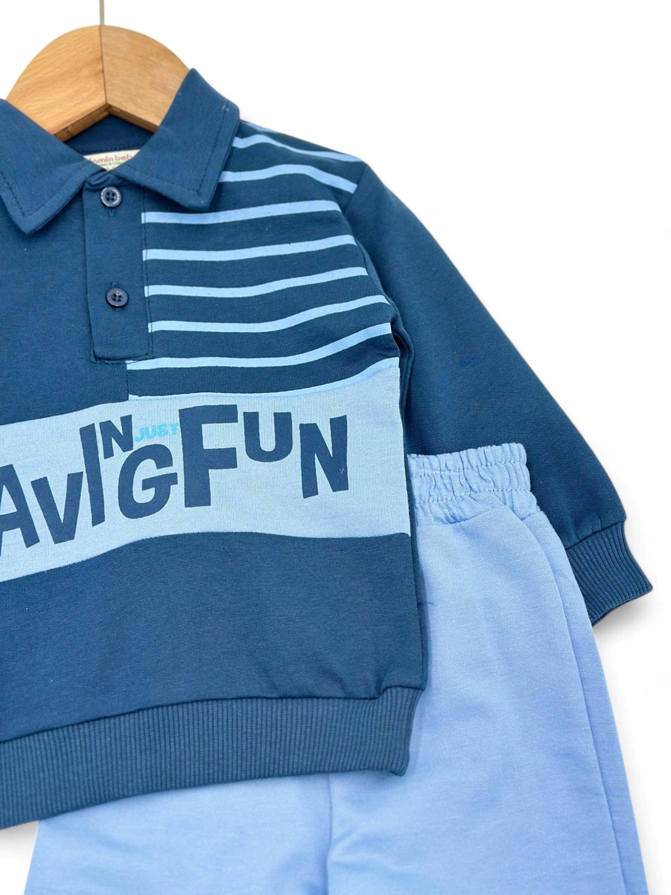 Erkek Bebek Mevsimlik Yakalı Baskılı Cool Takım 3-6-9-12-18-24 Ay R1401