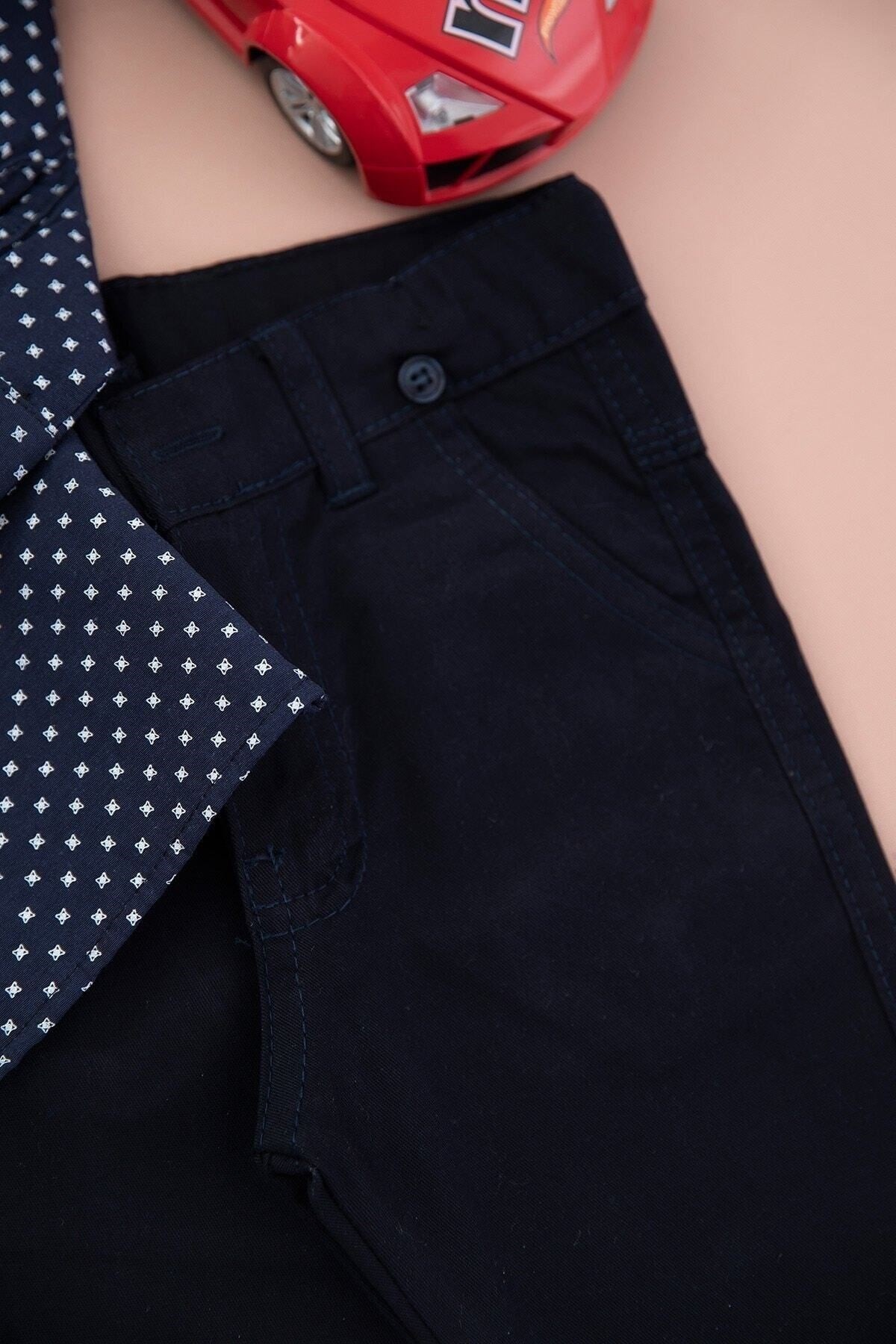 Erkek Çocuk Papyonlu Gömlekli Keten Pantalonlu Askılıklı Bayramlık Alt Üst Çocuk Takımı R506