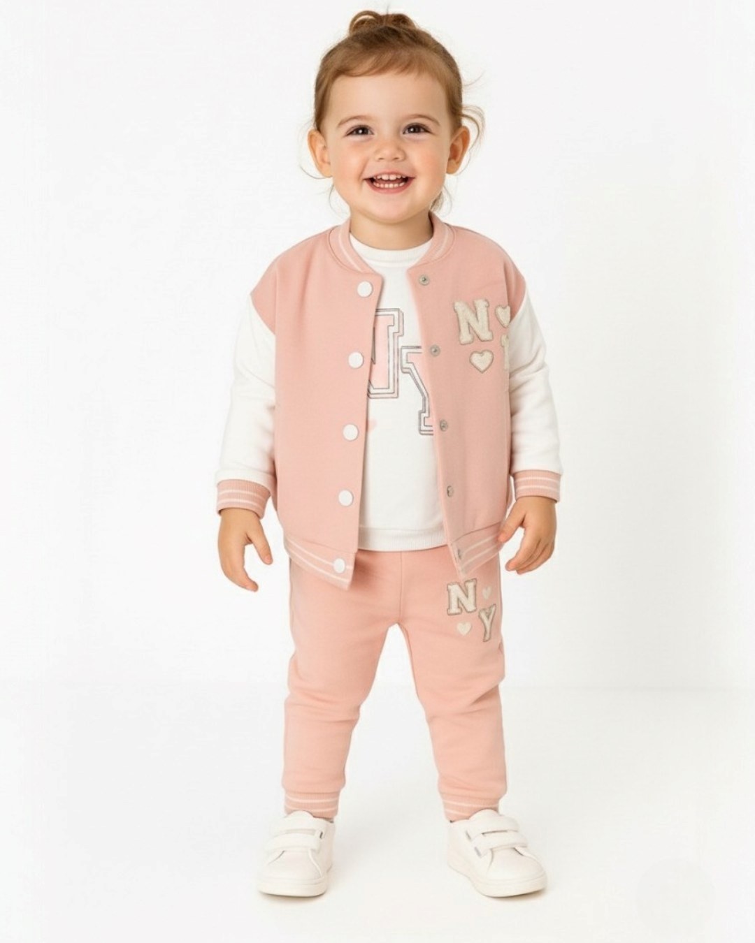 Kız Bebek Mevsimlik Kolej Ceketli 3 Parça 2 İplik 9-12-18-24 Ay Şık Bebek Takımı R2147