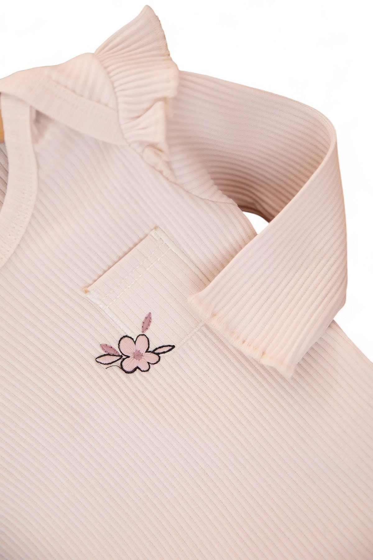 Kız Bebek Papatya Baskılı Fitilli 0-3-6 Ay Kendinden Patikli 2'li Şık Mevsimlik Takım R1889