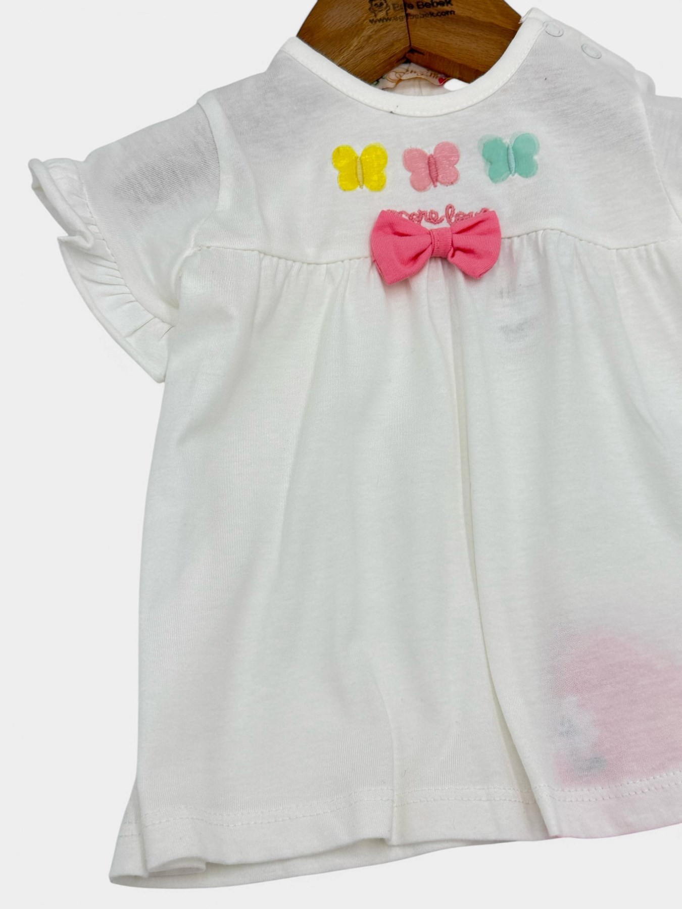 KIZ BEBEK FİYONK DETAYLI YAZLIK 3-6-9-12-18 AY TAYTLI ESNEK TAKIM R1740