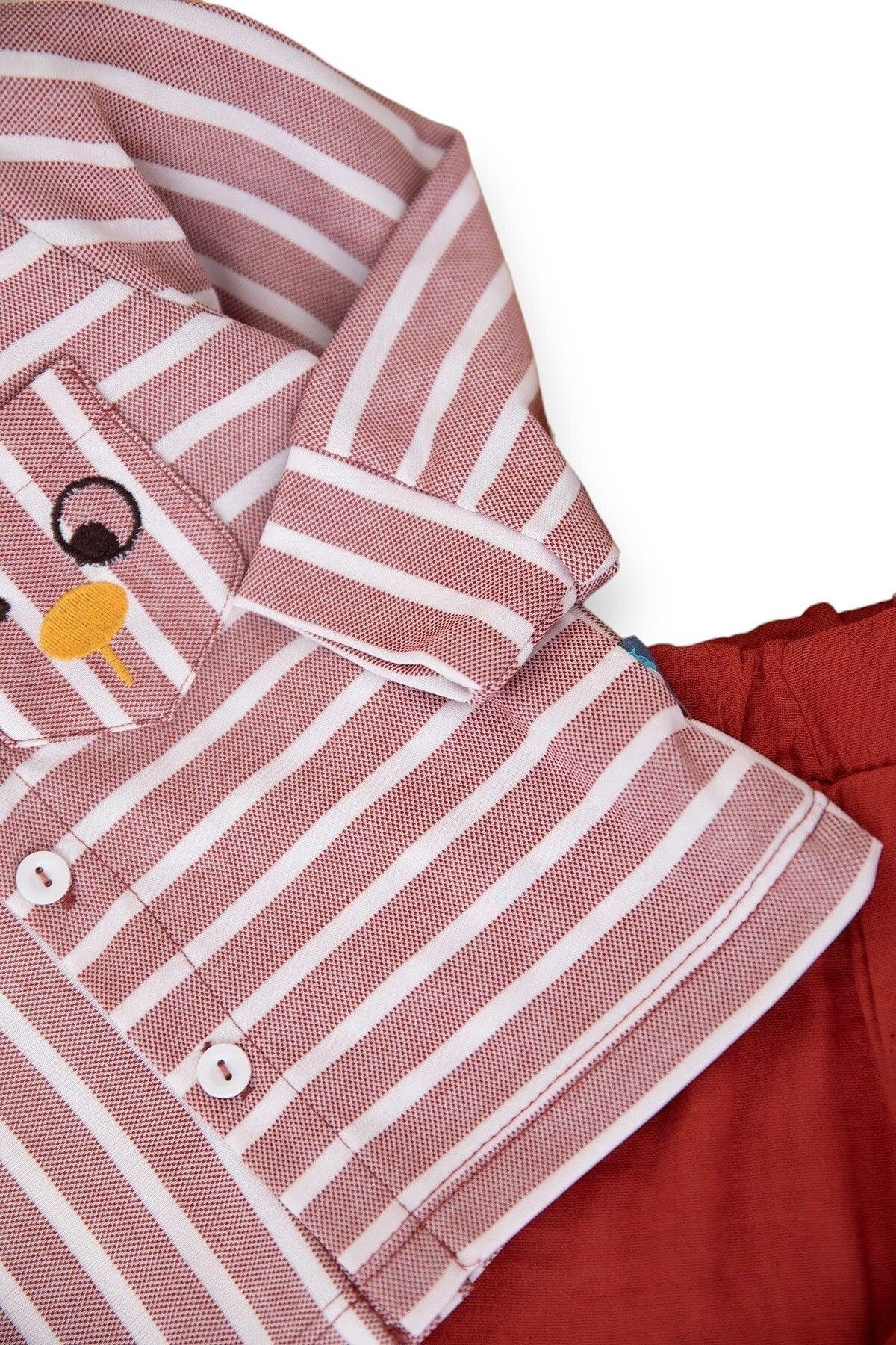 Gömlekli Erkek Bebek Takımı, 6-24 Ay, Uzun Kollu, Nakışlı, Oxford Kumaş, Şık Bebek Takımı R1002