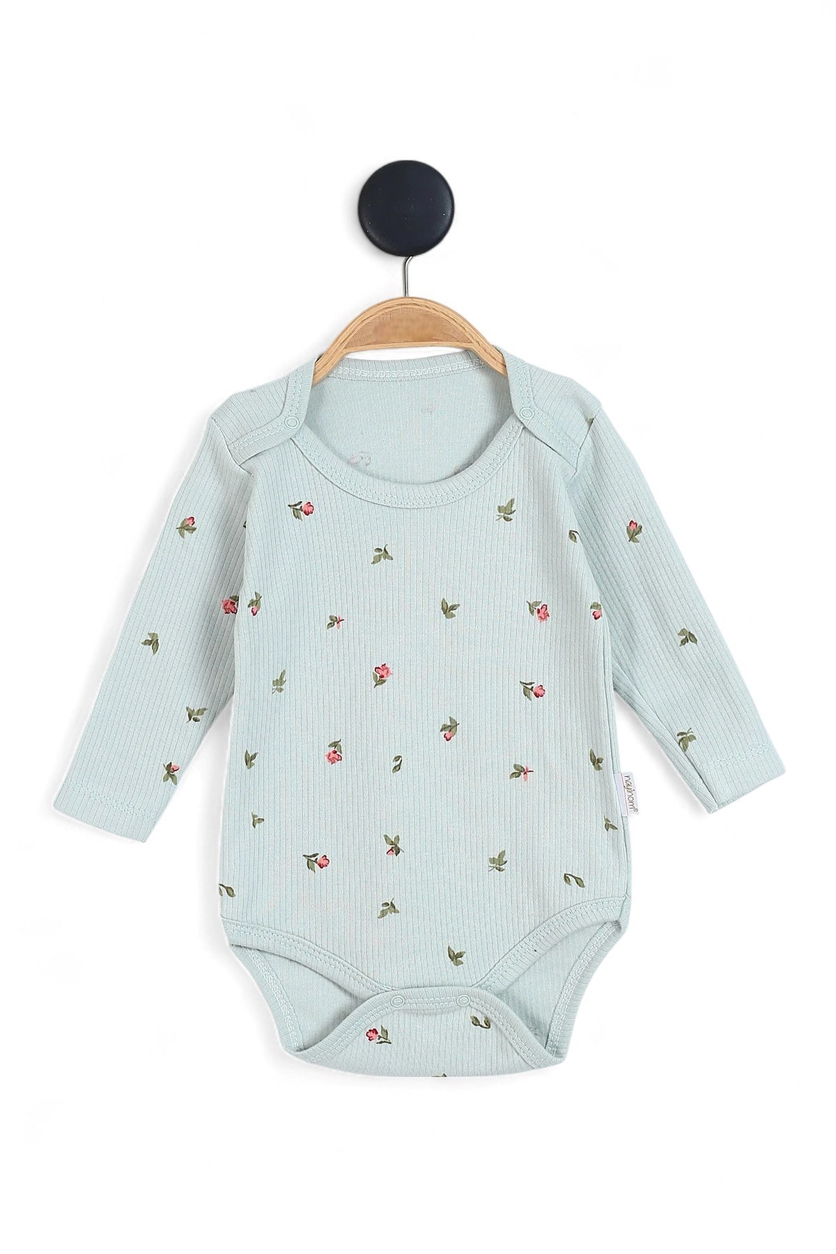 KIZ UZUN KOLLU LALE BASKILI BEBEK ÇITÇITLI BODY, ZIBIN,  ATLET 0-3 YAŞ R1048 - SU YEŞİLİ
