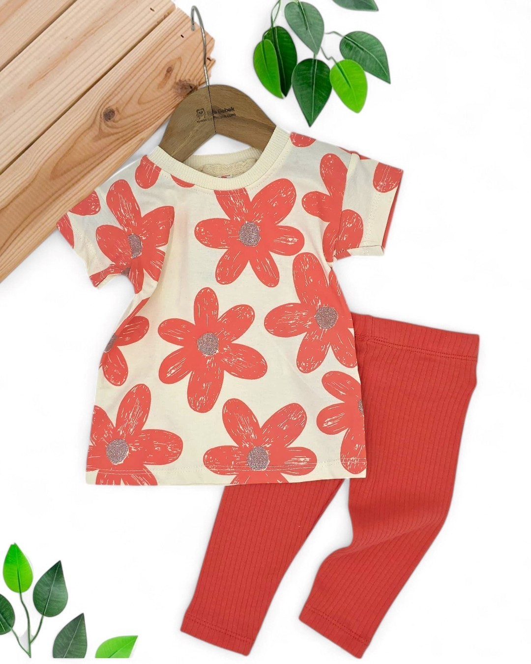 KIZ BEBEK ÇİÇEK BASKILI TAYTLI 3-6-9-12-18 AY KIZ BEBEK TAKIMI R1953