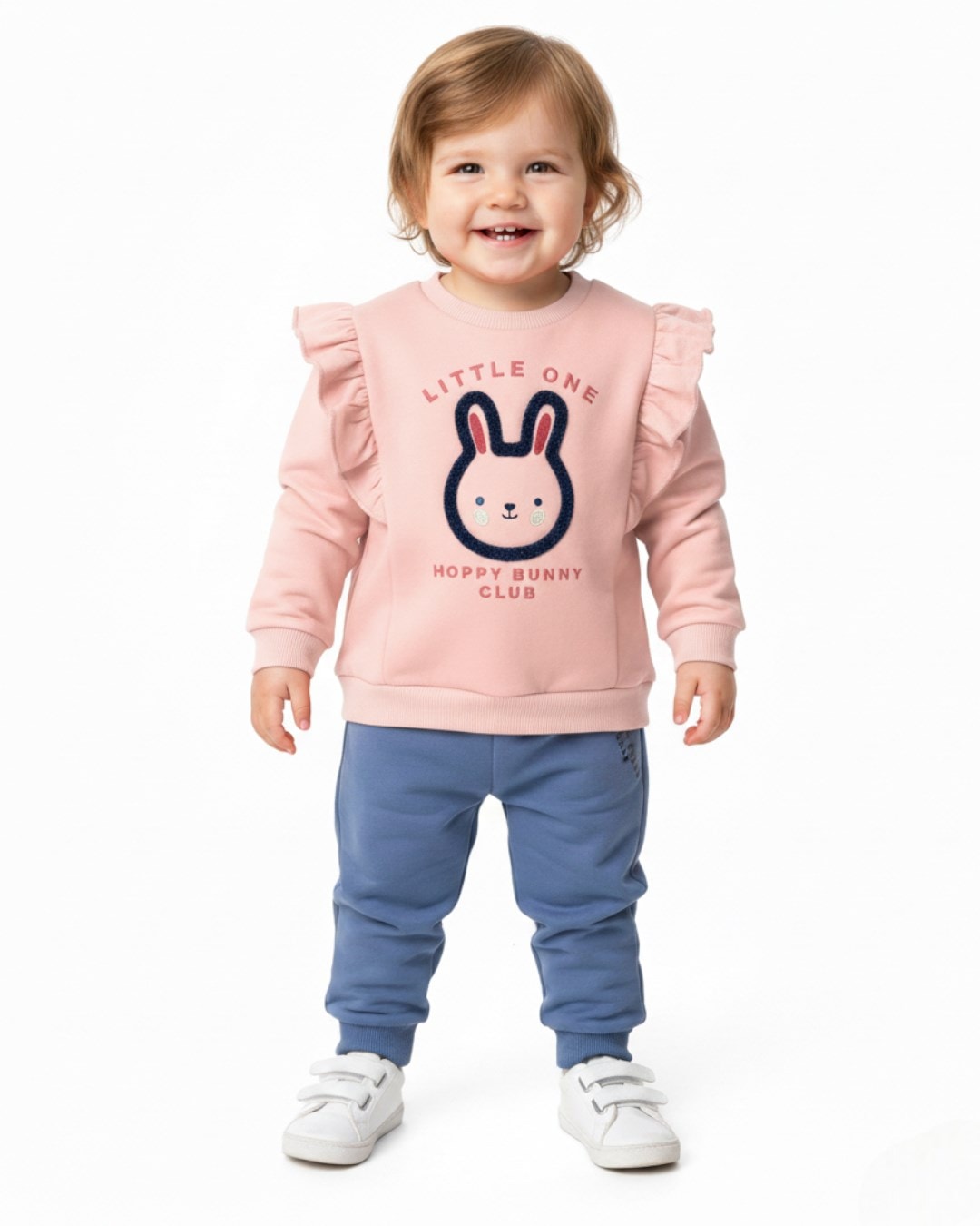 Kız Bebek Mevsimlik 6-9-12-18-24 Aylık Tavşan Baskılı Alt Üst Şık Takım R2319 - PEMBE