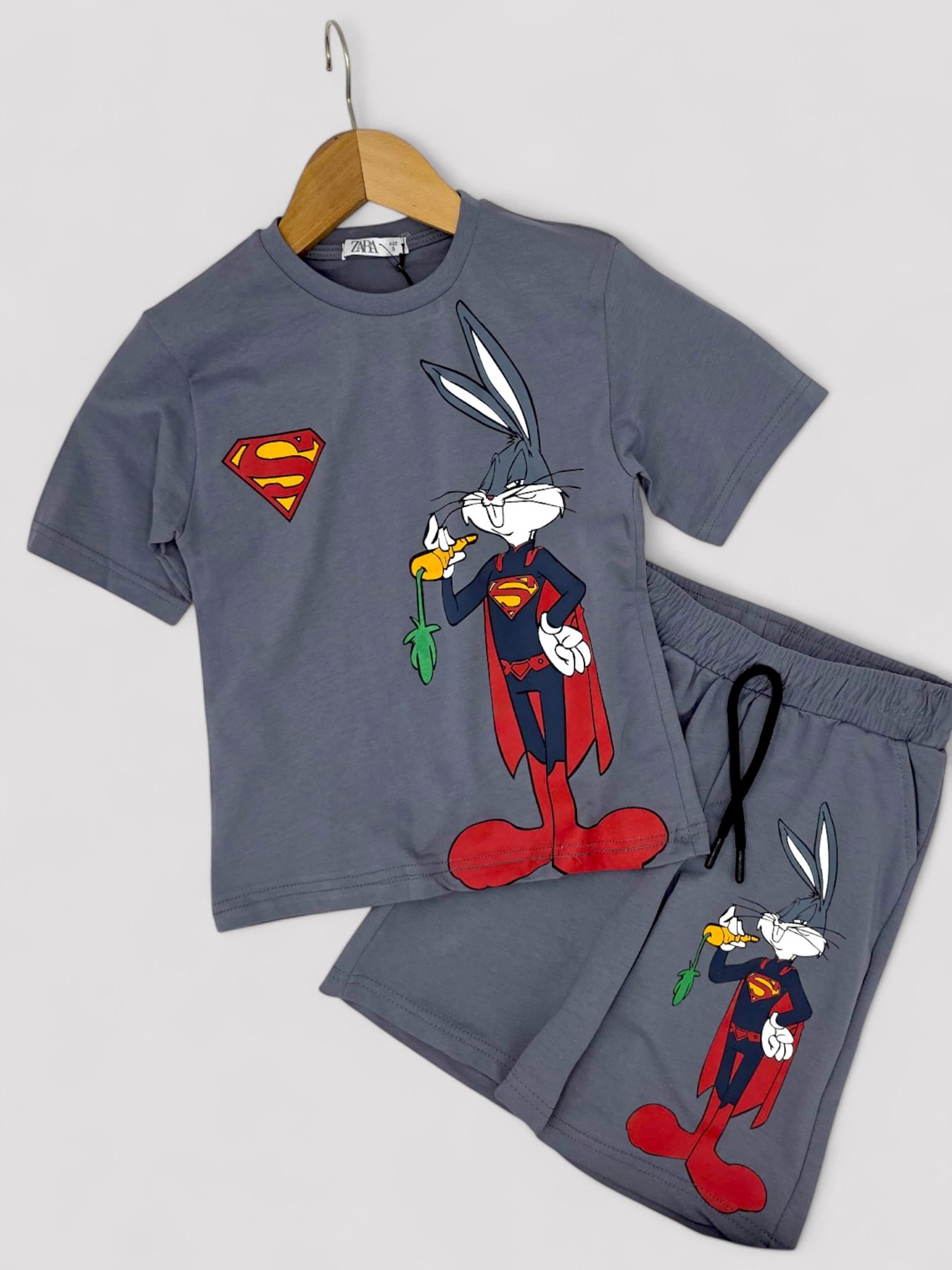ERKEK ÇOCUK BUGS BUNNY BASKKILI ŞORTLU OVERSİZE YAZLIK ALT ÜST TAKIM OT87
