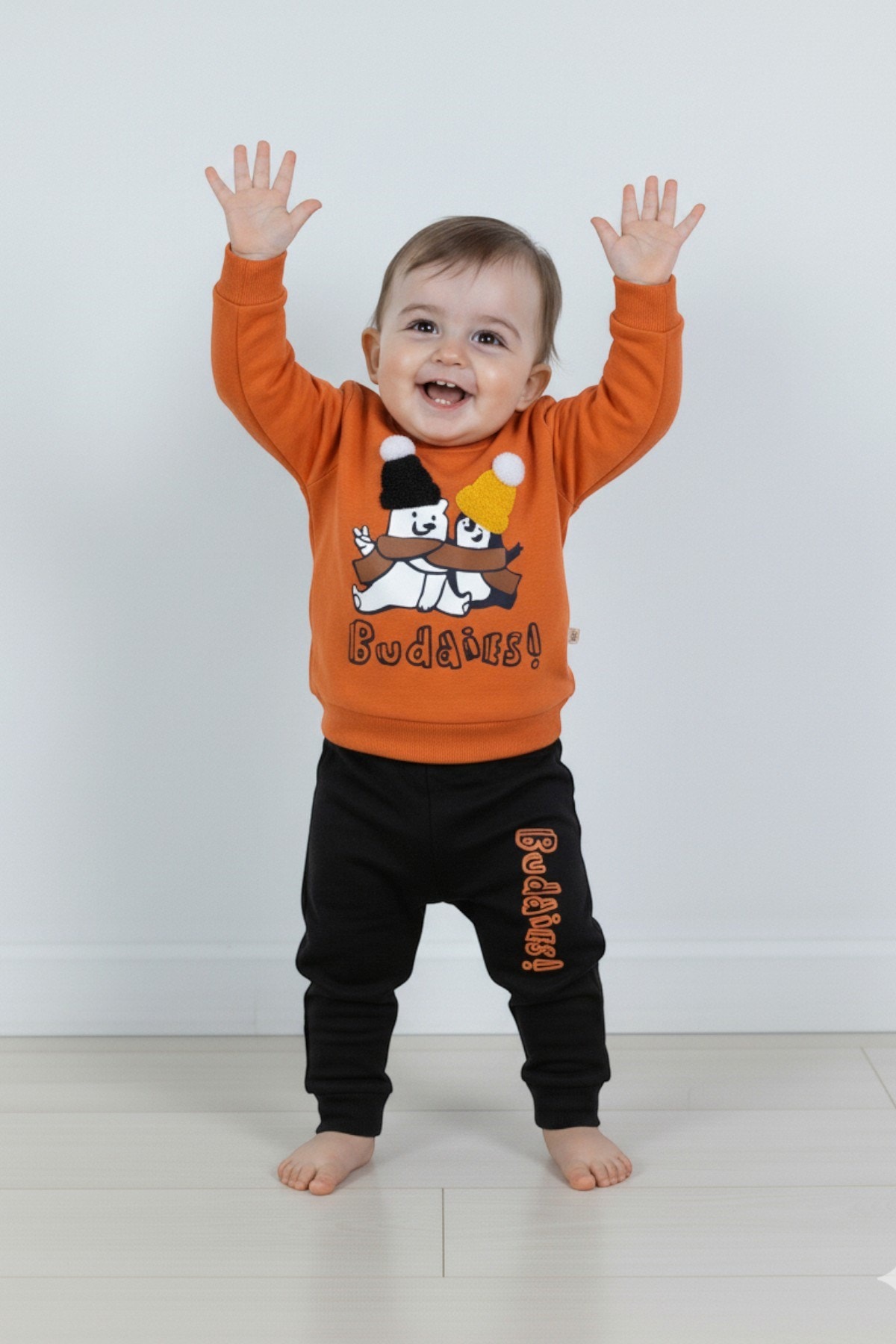 Erkek Bebek Mevsimlik Bisiklet Yaka Uzun Kollu Erkek Bebek Takımı 6-24 Ay R962 - KİREMİT