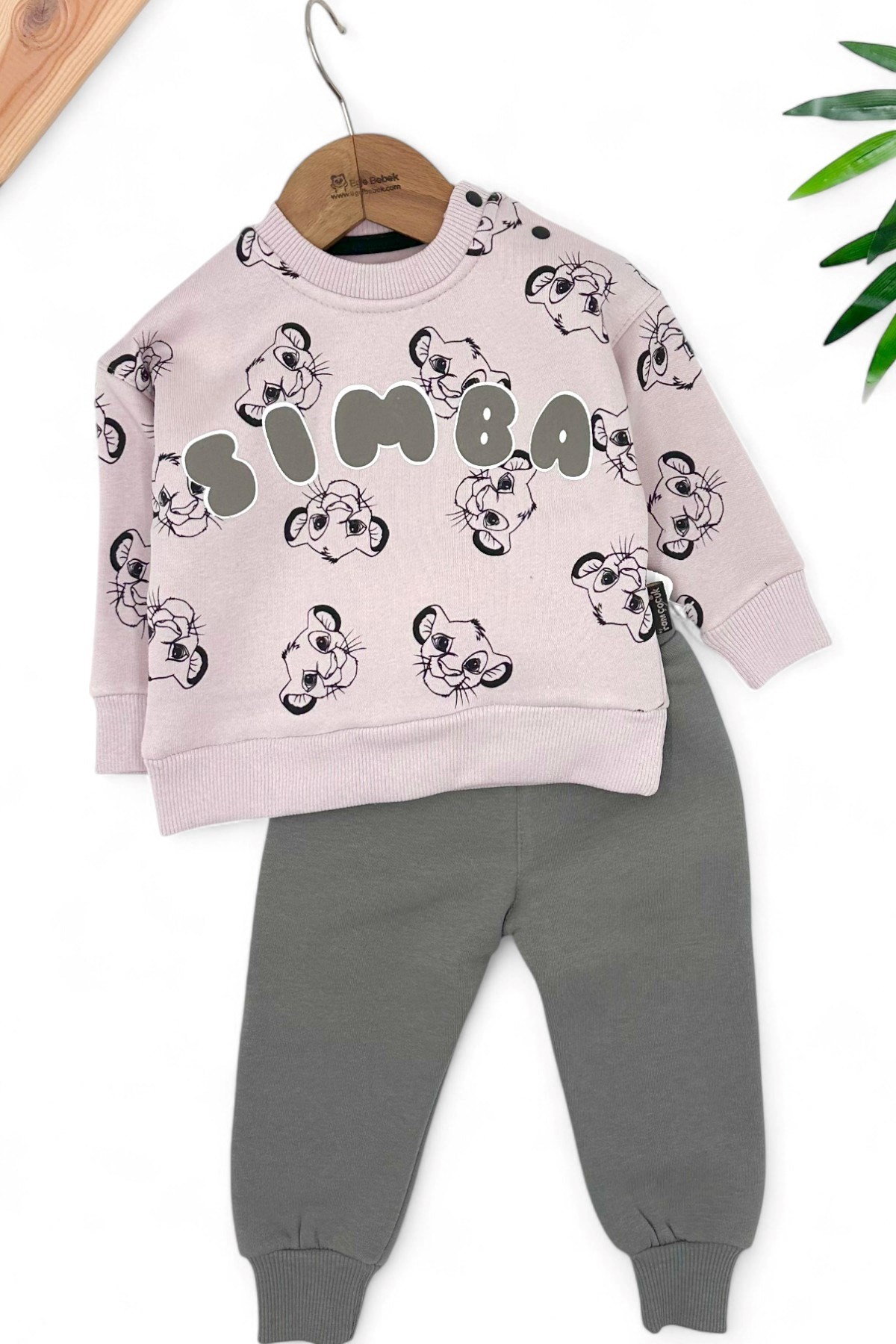 ERKEK ÇOCUK SİMBA BASKILI 3 İP ŞARDONLU KIŞLIK 3-6-9-12-18 AY BEBEK TAKIMI R1452 - PEMBE