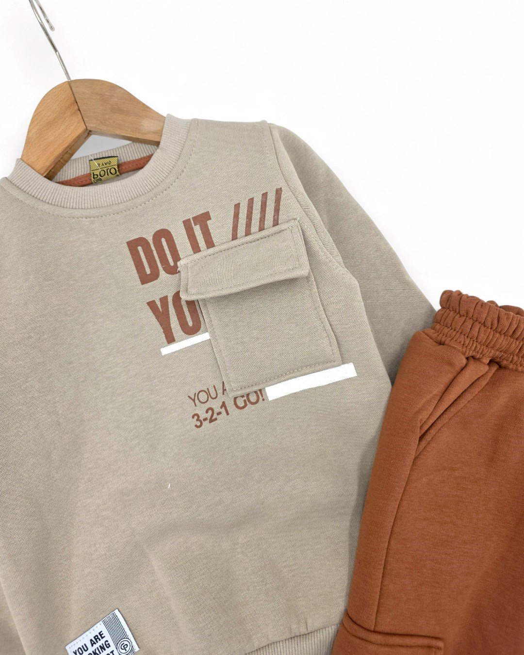 Erkek Çocuk Kışlık 3 İp Şardonlu 2-3-4-5-6-7-8-9-10 Yaş Eşofman Takımı, Kışlık Alt Üst Takım R2388