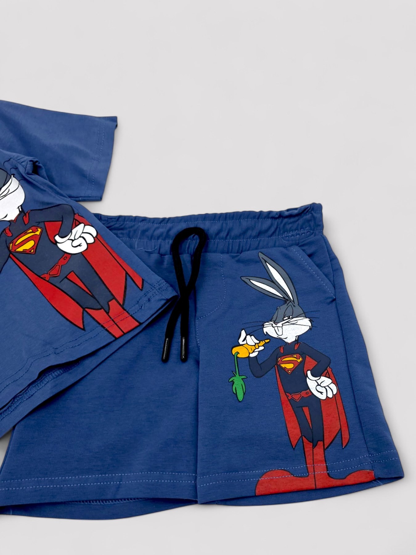 ERKEK ÇOCUK 1-4 YAŞ BUGS BUNNY BASKKILI ŞORTLU OVERSİZE YAZLIK ALT ÜST TAKIM OT87