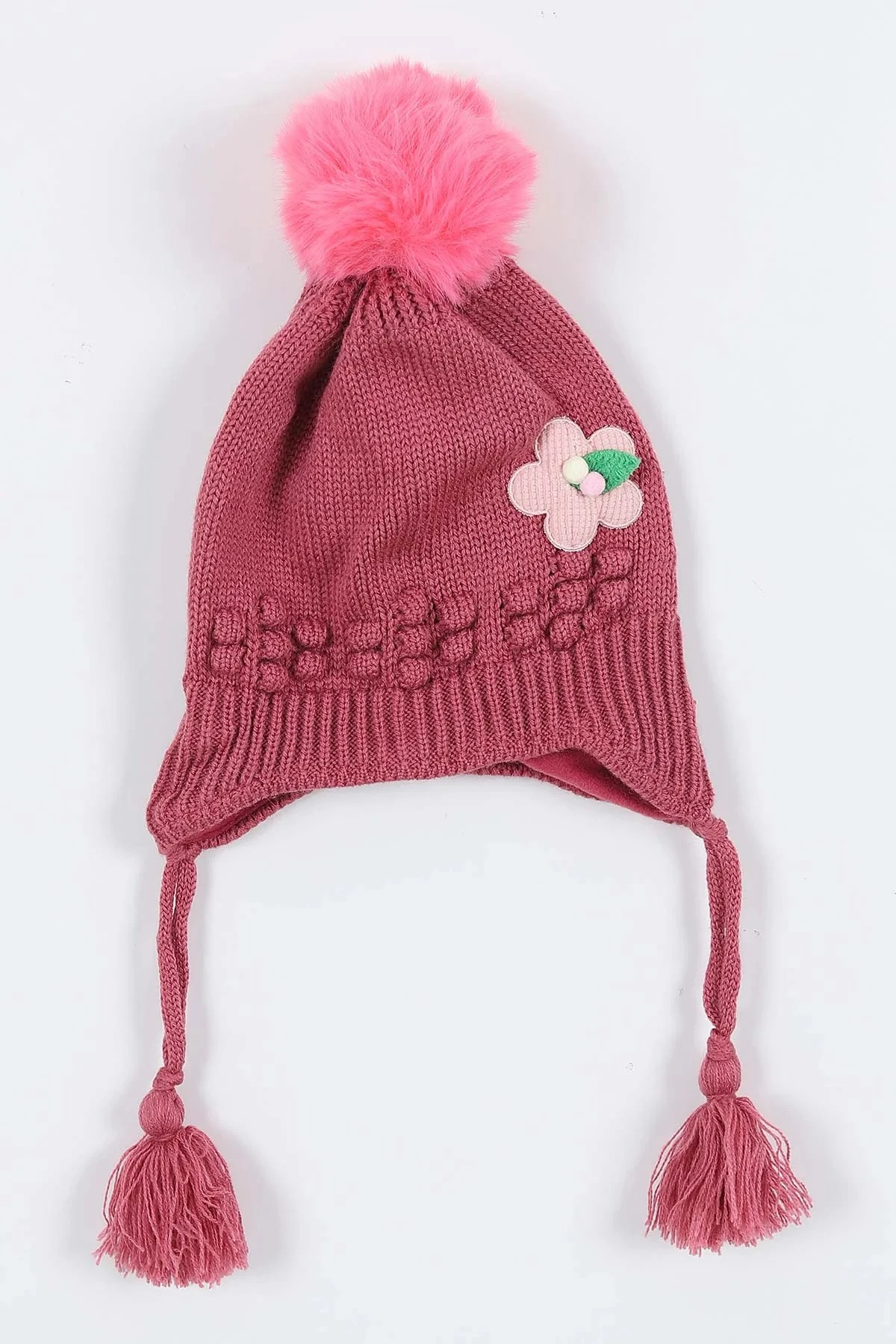 Kız Çocuk 1-4 Yaş İçi Polarlı Triko Bebek Beresi  BR28 - MÜRDÜM