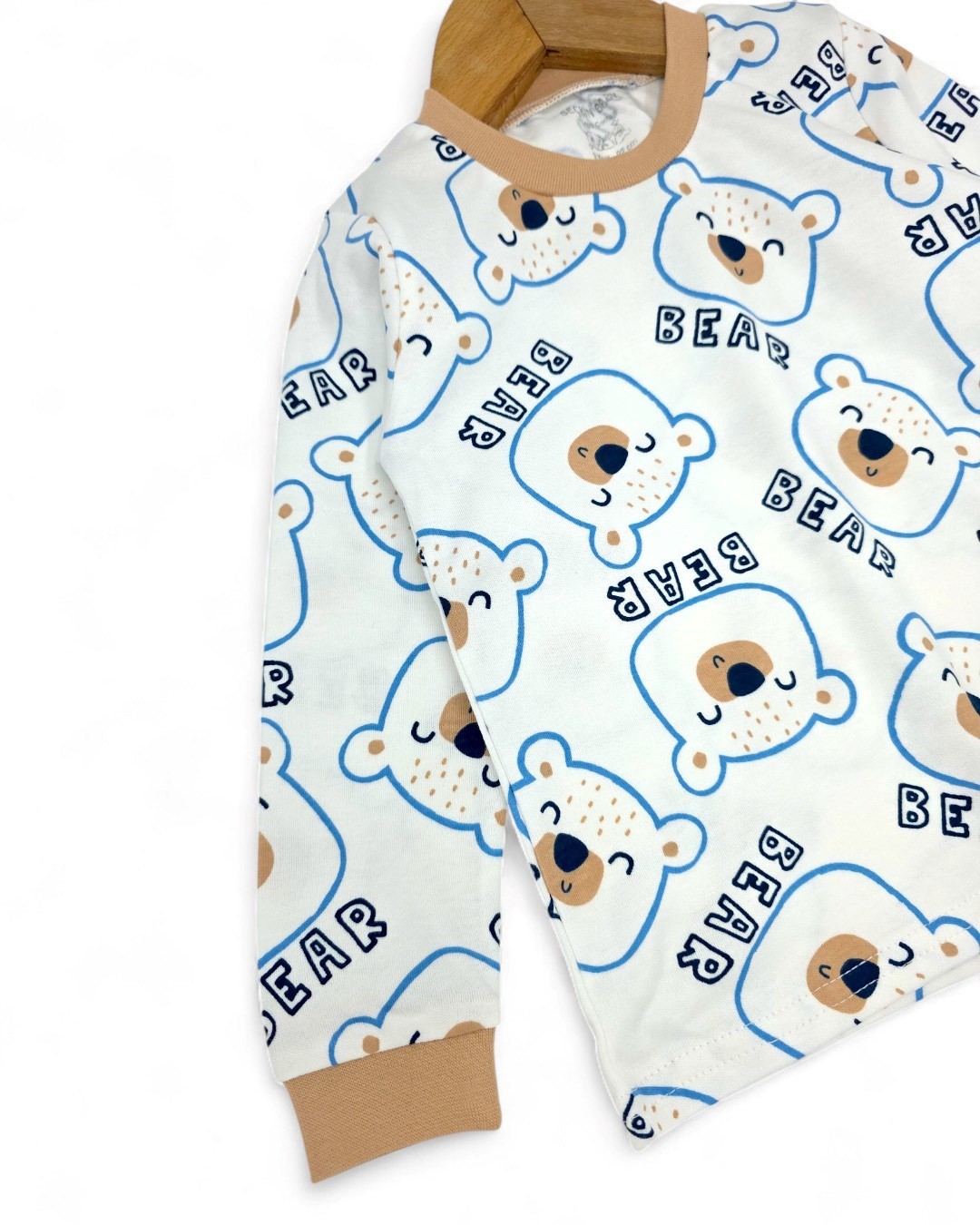 Erkek Bebek Mevsimlik Ayıcık Baskılı 3-24 Ay Gecelik Pijama Takımı ,%100 Pamuk R2180