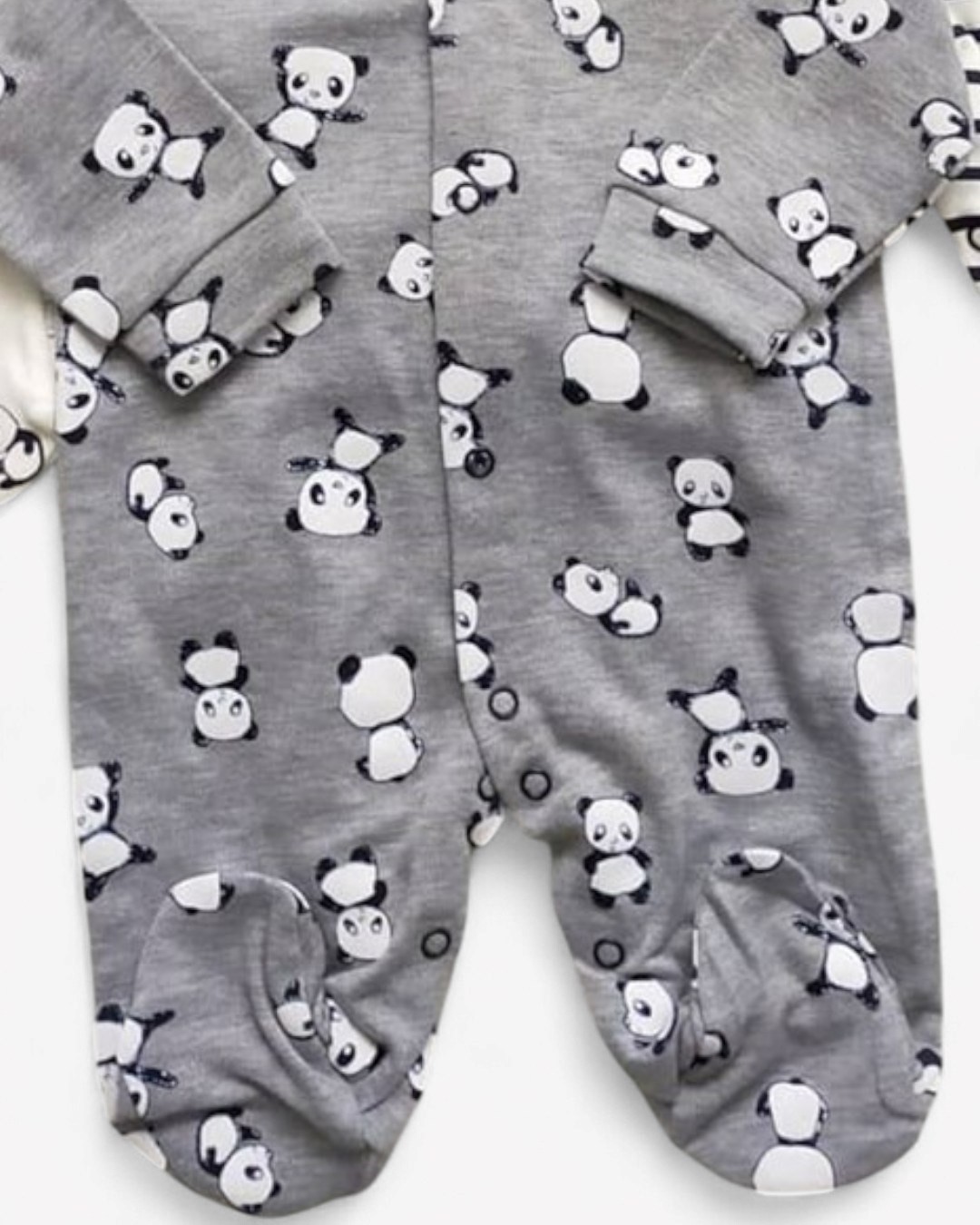 0-3 / 3-6 / 6-9 AY PANDA BASKILI ALTTAN PATİKLİ ÇITÇITLI 3'LÜ TULUM SETİ R1974