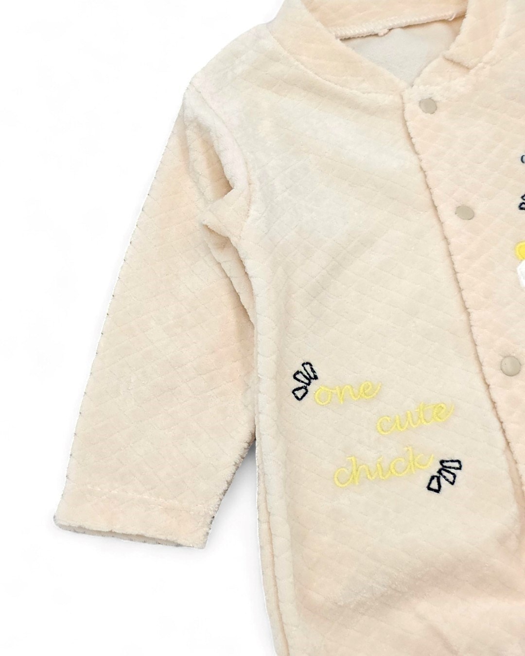 Bebek Kışlık Civciv Desenli %100 Pamuklu 0-1-3-6 Ay Kadife Çıtçıtlı Tulum R2162